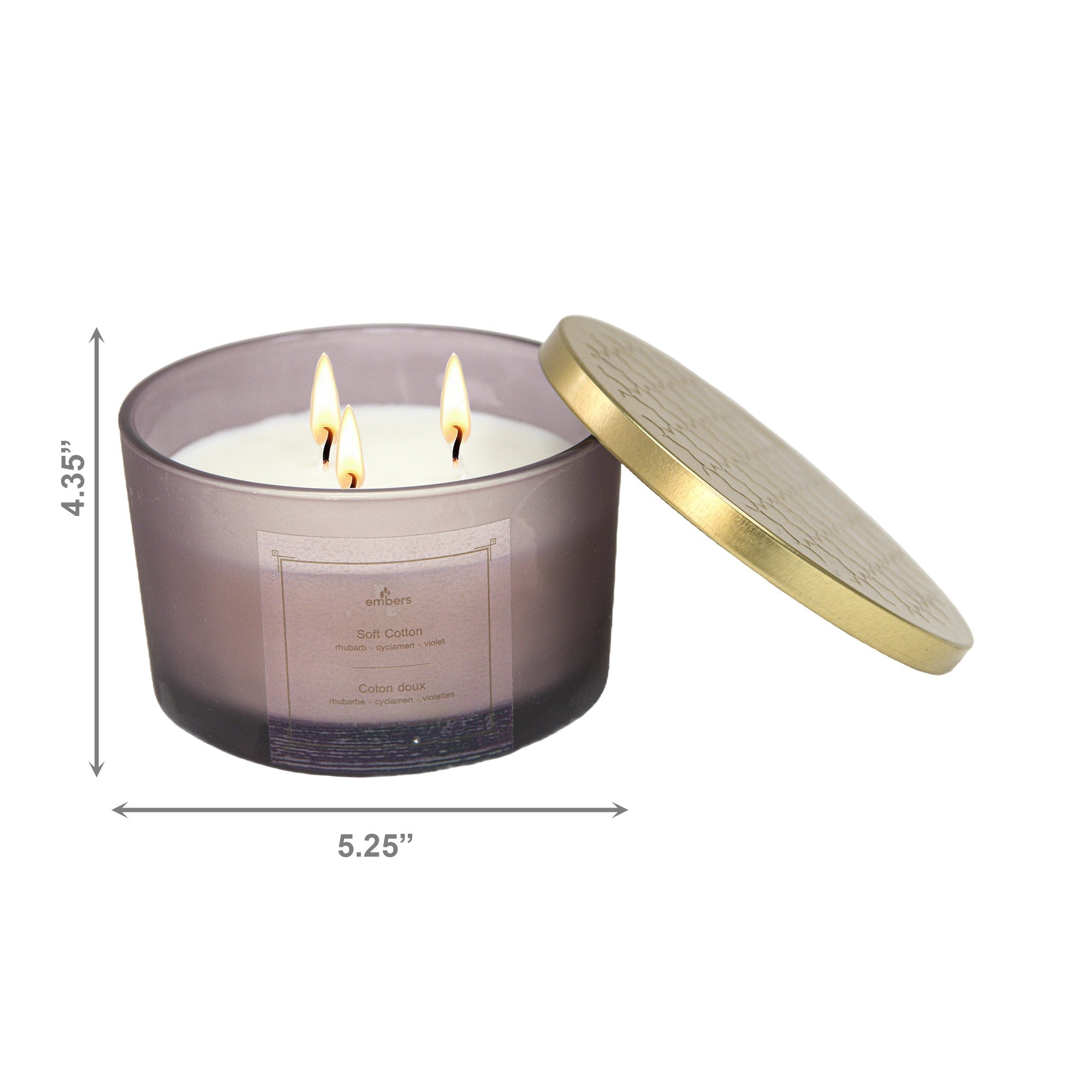 14 Ozs 3 Wick Mauve Jar Scented Candle Soft Cotton