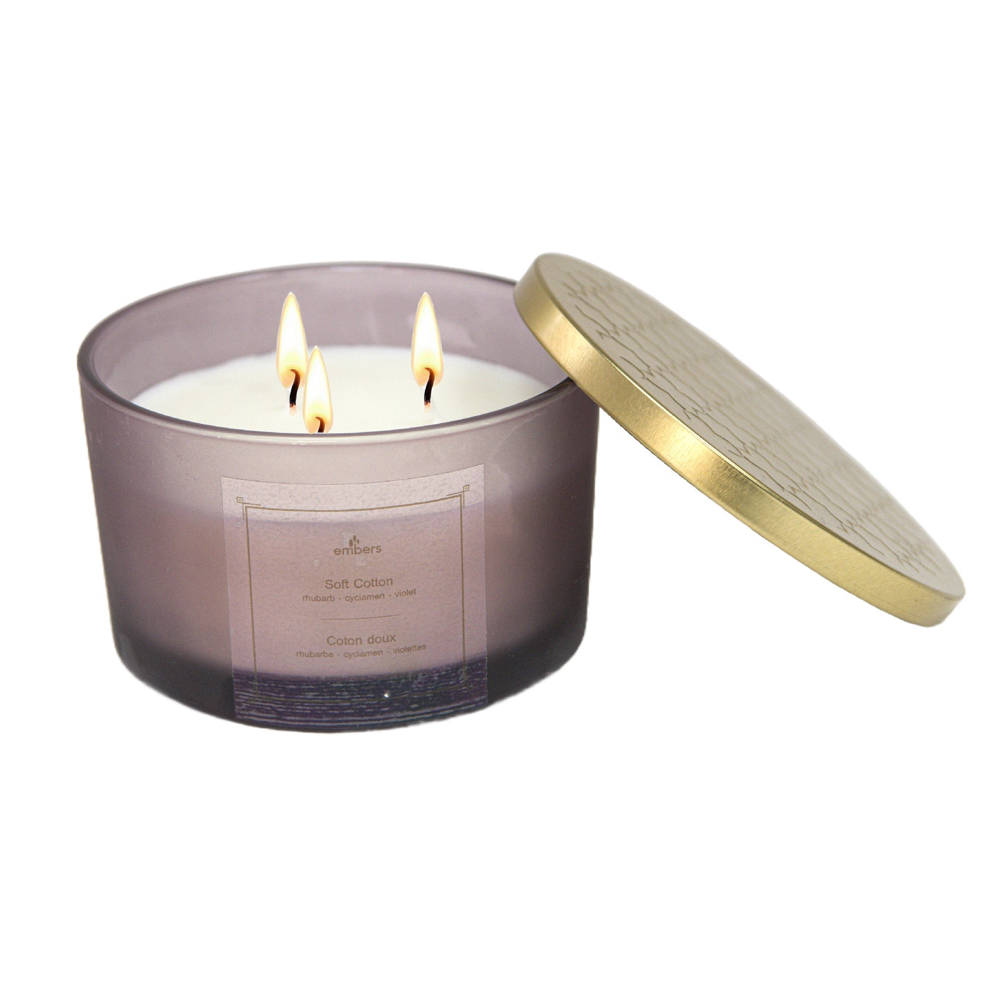 14 Ozs 3 Wick Mauve Jar Scented Candle Soft Cotton
