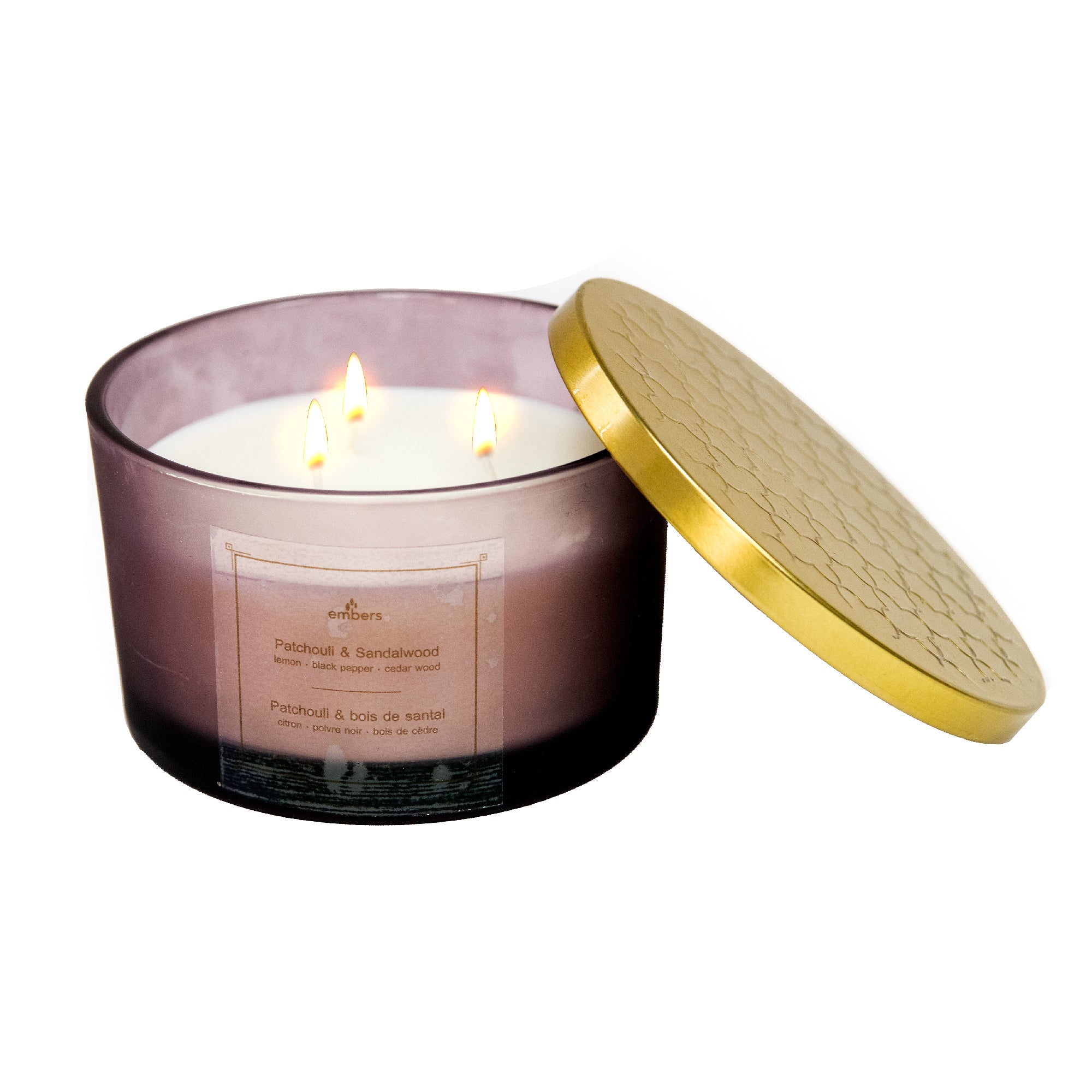 14 Ozs 3 Wick Mauve Jar Scented Candle Patchouli/Sandalwood