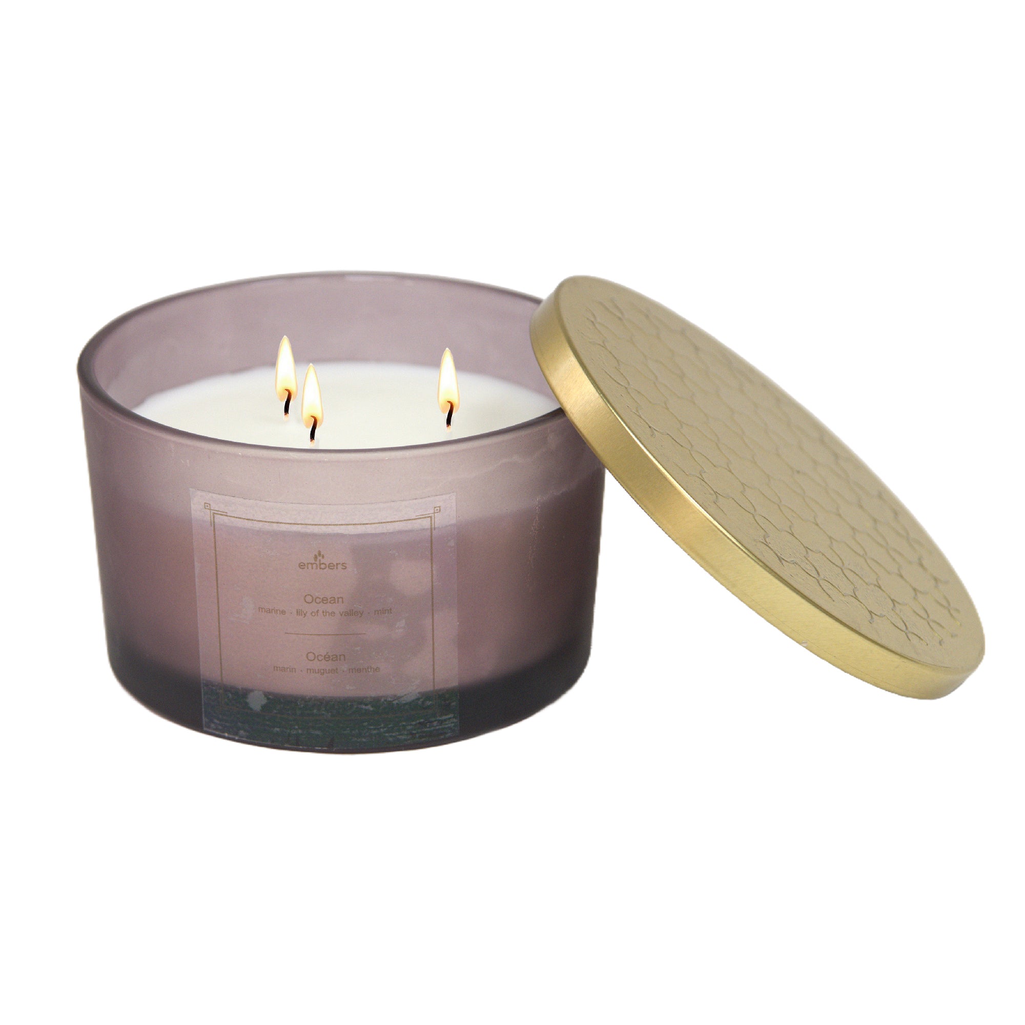 14 Ozs 3 Wick Mauve Jar Scented Candle Ocean
