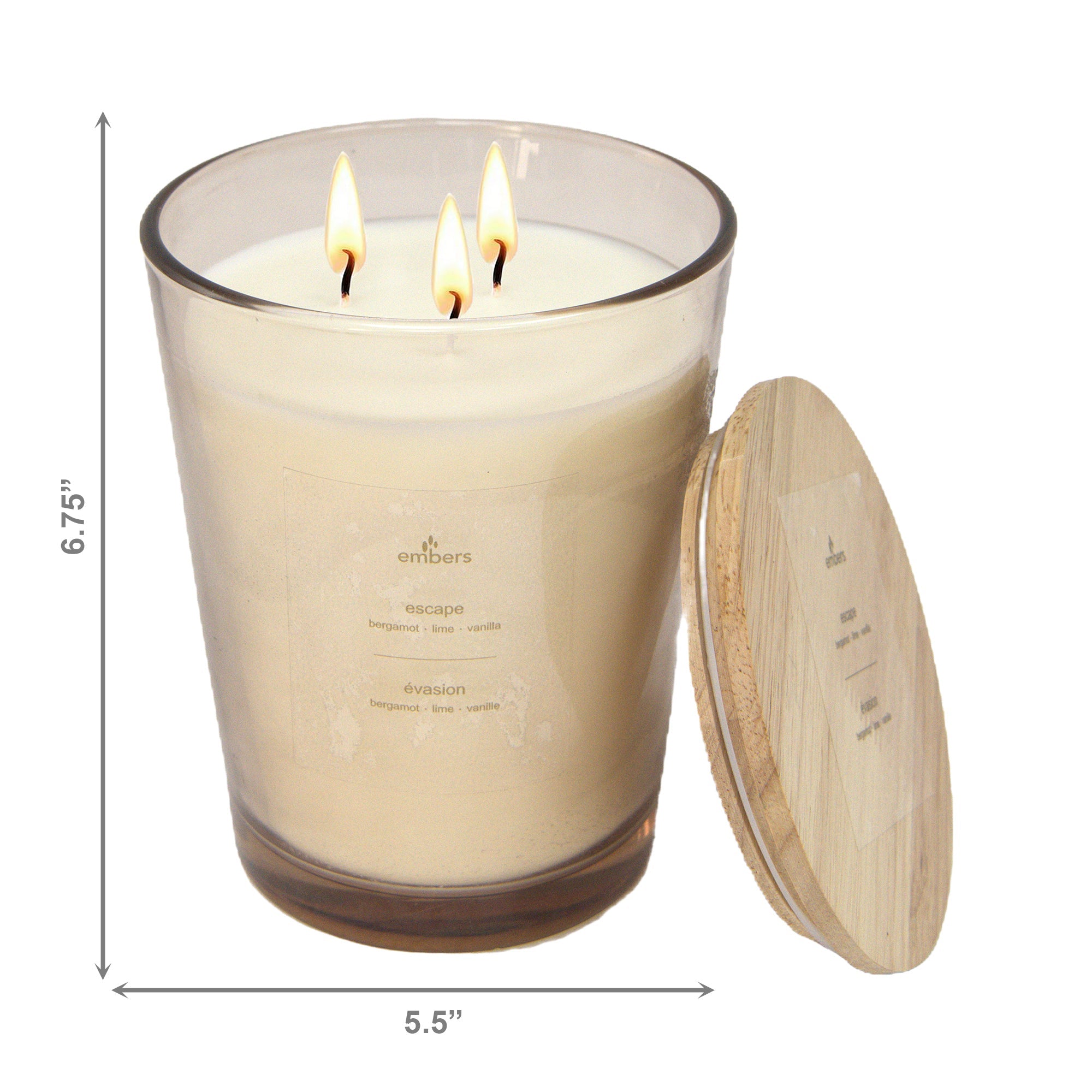 31.7 Ozs 3 Wick Tapered Glass Candle Escape