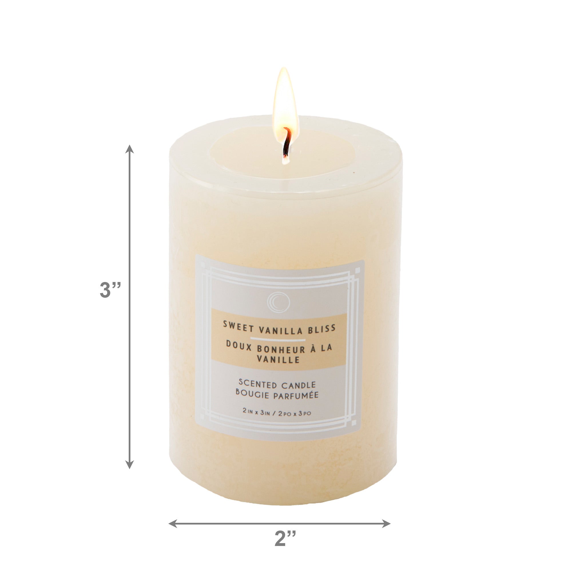 Sweet Vanilla Bliss 2"x3" Scented Pillar Candles, Set of 12, Home Fragrance, Aromatherapy