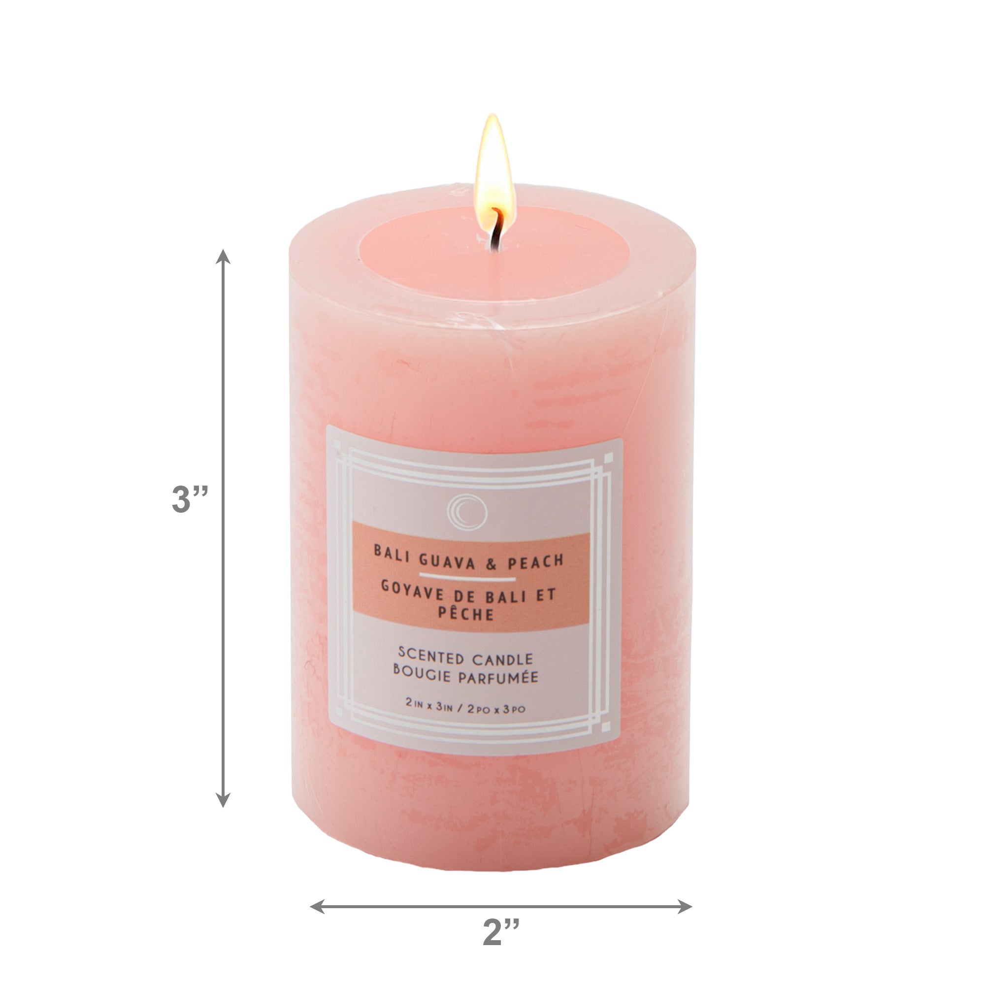 Bali Guava & Peach 2"x3" Scented Pillars, Set of 12, Home Fragrance, Aromatherapy