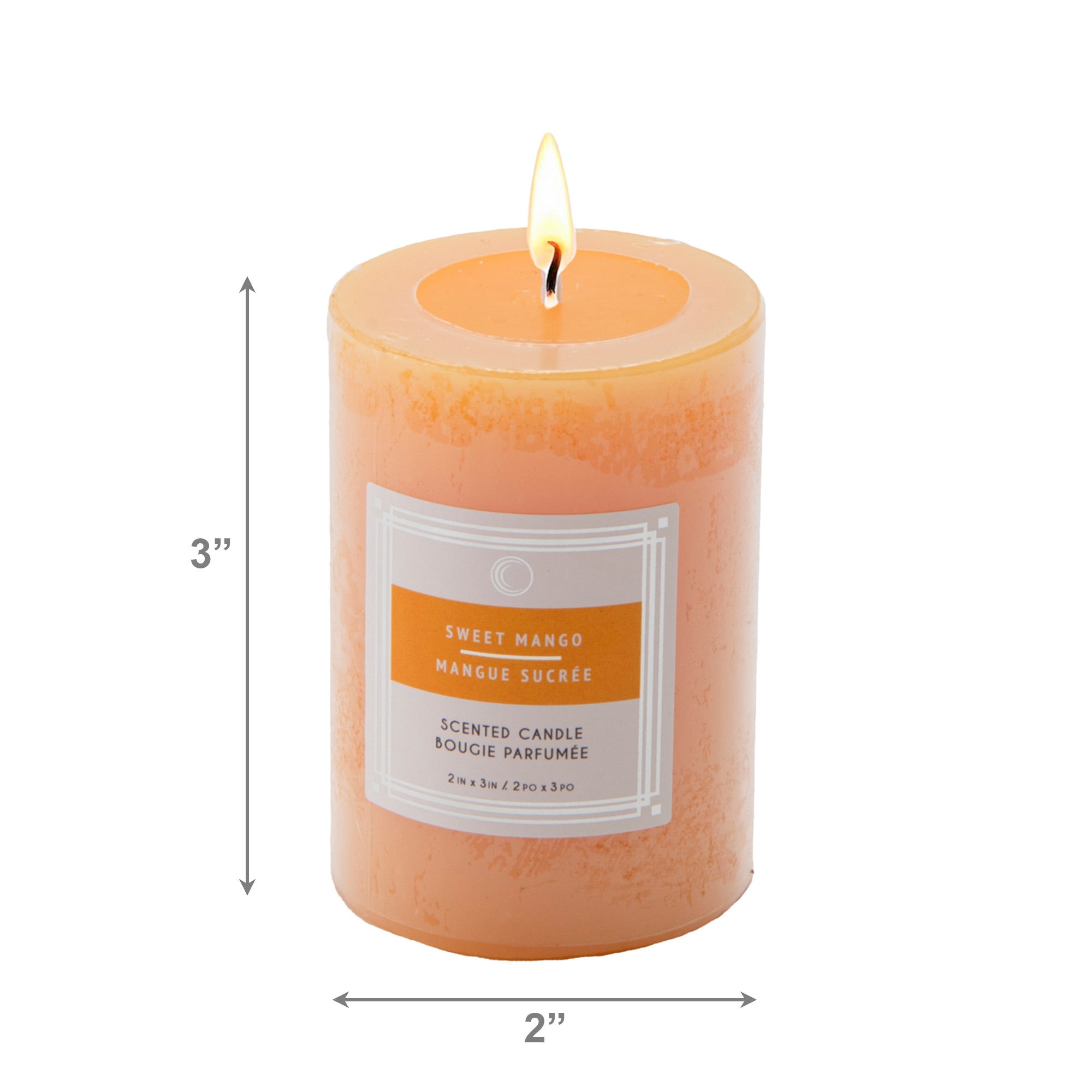 Sweet Mango 2"x3" Scented Pillars, Set of 12, Home Fragrance, Aromatherapy