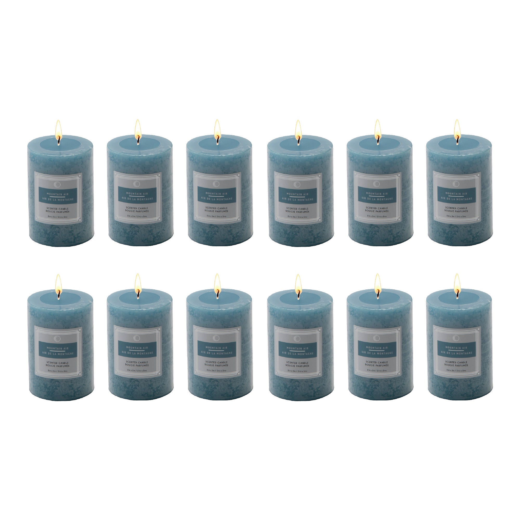 Mountain Air 2"x3" Scented Pillars, Set of 12, Home Fragrance, Aromatherapy