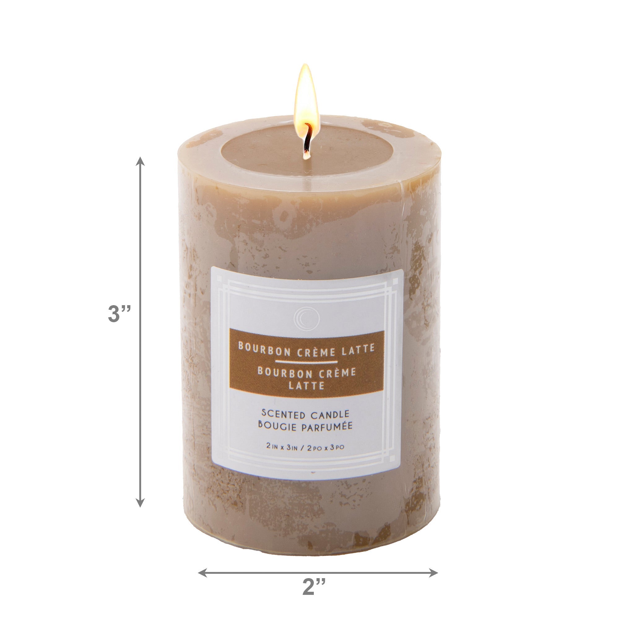 Bourbon Crème Latte 2"x3" Scented Pillars, Set of 12, Home Fragrance, Aromatherapy