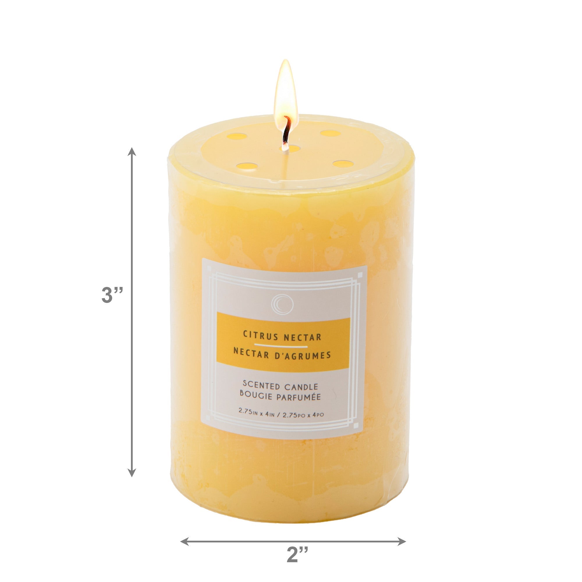 Citrus Nectar 2.75"x4" Scented Pillars, Set of 8, Home Fragrance, Aromatherapy