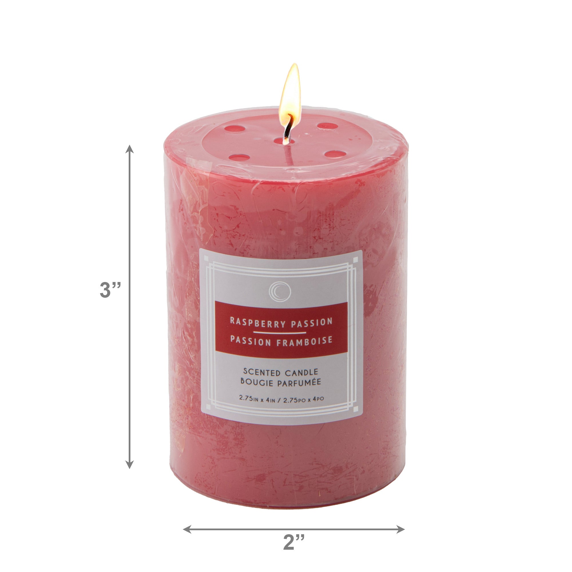 Raspberry Passion 2.75"x4" Scented Pillars, Set of 8, Home Fragrance, Aromatherapy