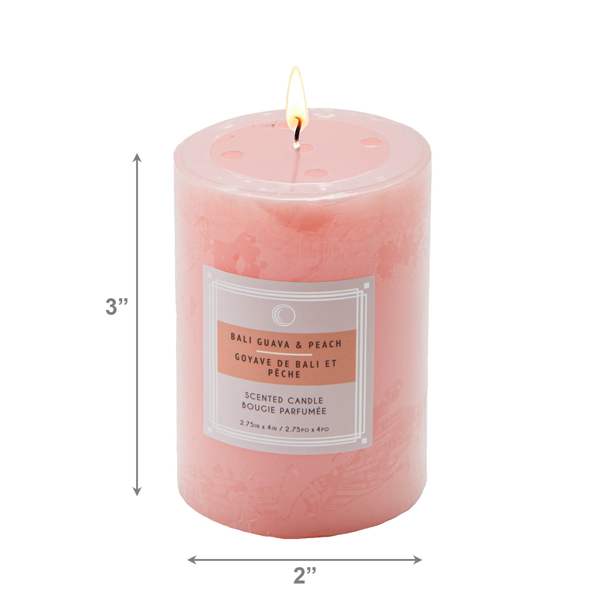 Bali Guava & Peach 2.75"x4" Scented Pillars, Set of 8, Home Fragrance, Aromatherapy