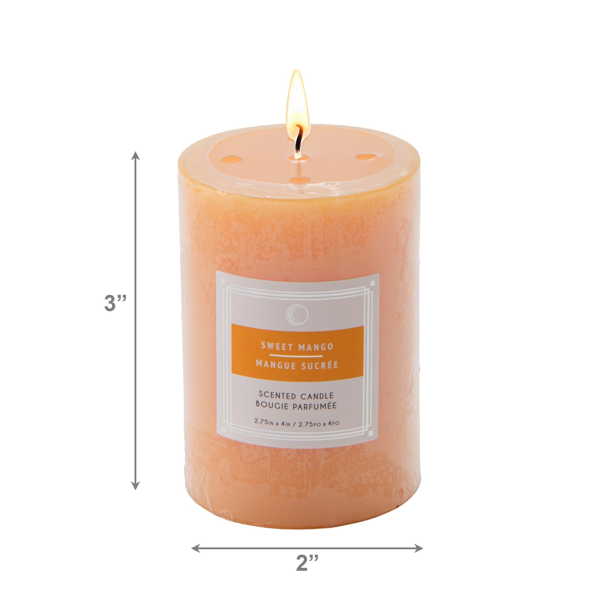 Sweet Mango 2.75"x4" Scented Pillars, Set of 8, Home Fragrance, Aromatherapy