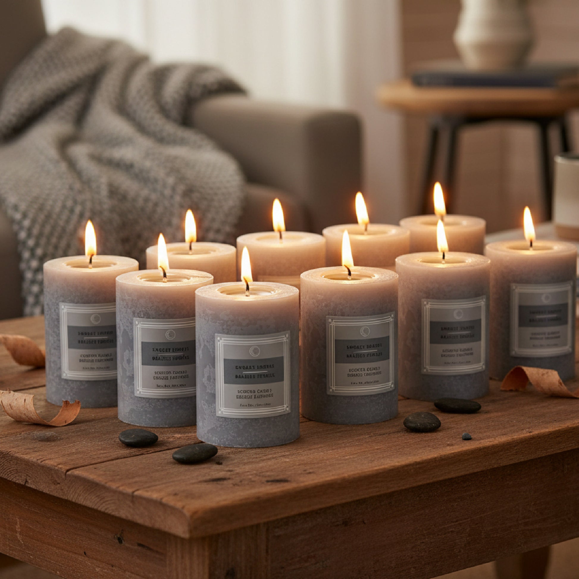 Smokey Embers 2.75"x4" Scented Pillars, Set of 8, Home Fragrance, Aromatherapy
