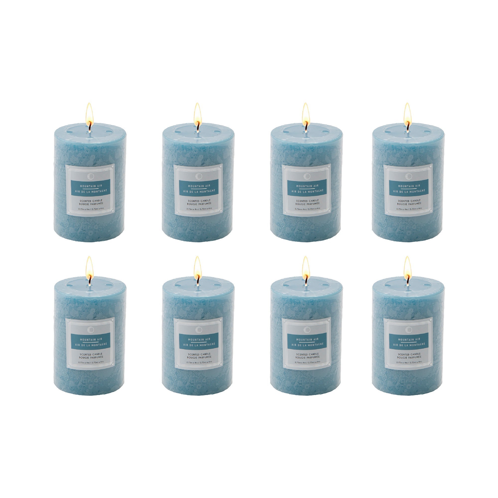 Mountain Air 2.75"x4" Scented Pillars, Set of 8, Home Fragrance, Aromatherapy