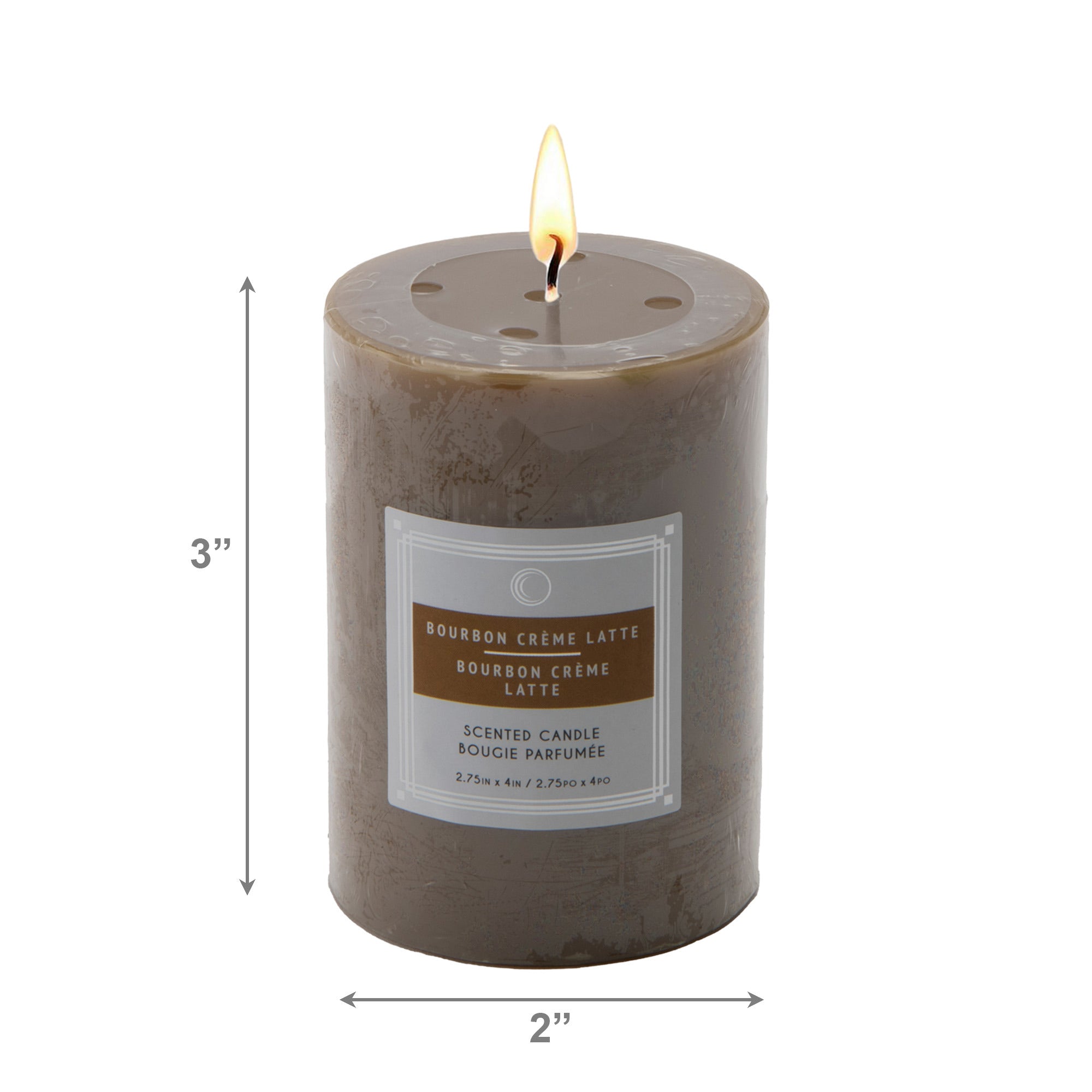 Bourbon Crème Latte 2.75"x4" Scented Pillars, Set of 8, Home Fragrance, Aromatherapy