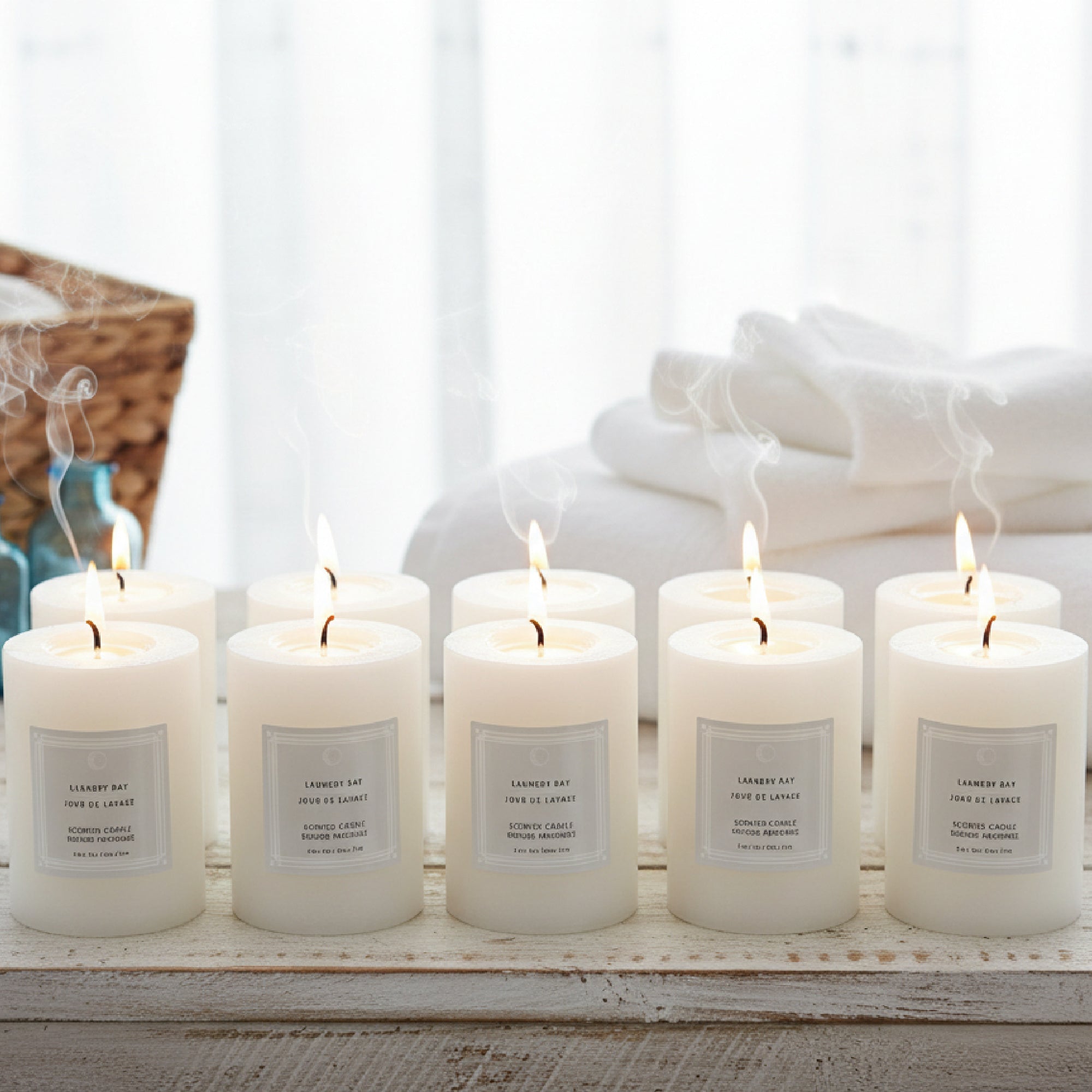Laundry Day 2.75"x4" Scented Pillars, Set of 8, Home Fragrance, Aromatherapy