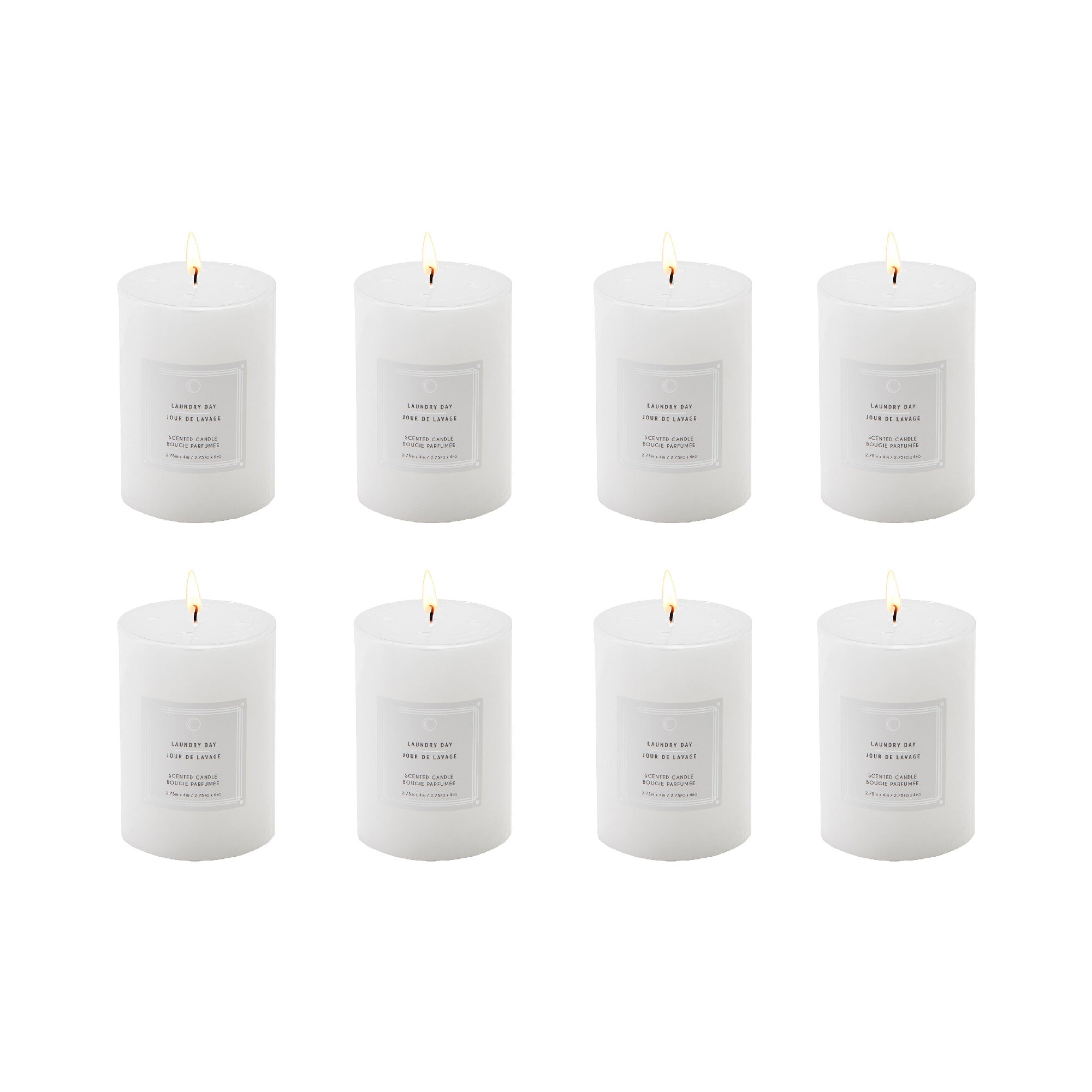 Laundry Day 2.75"x4" Scented Pillars, Set of 8, Home Fragrance, Aromatherapy
