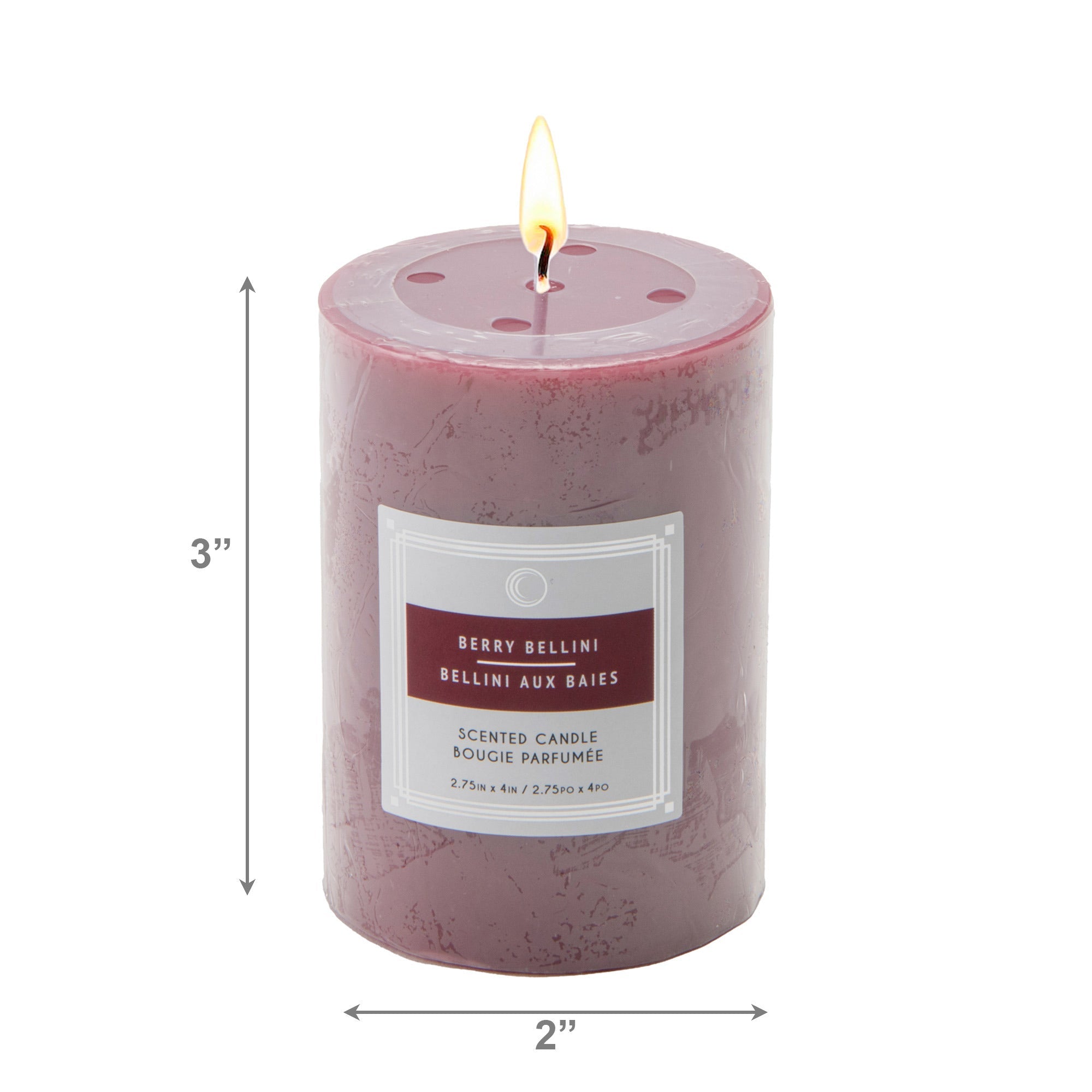 Berry Bellini 2.75"x4" Scented Pillars, Set of 8, Home Fragrance, Aromatherapy