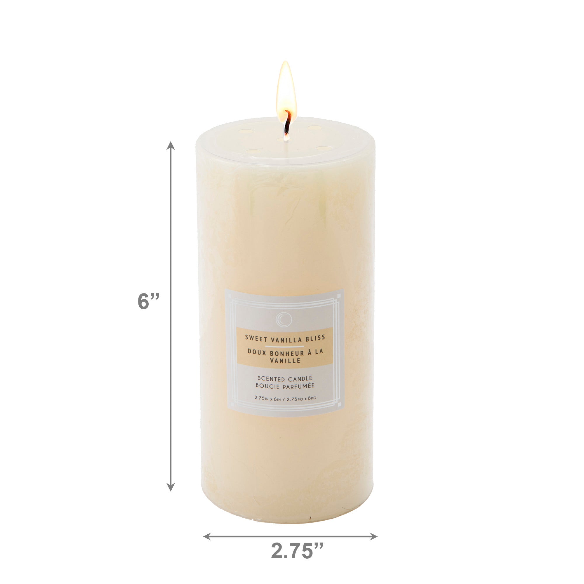 Sweet Vanilla Bliss 2.75"x6" Scented Pillars, Set of 6, Home Fragrance, Aromatherapy