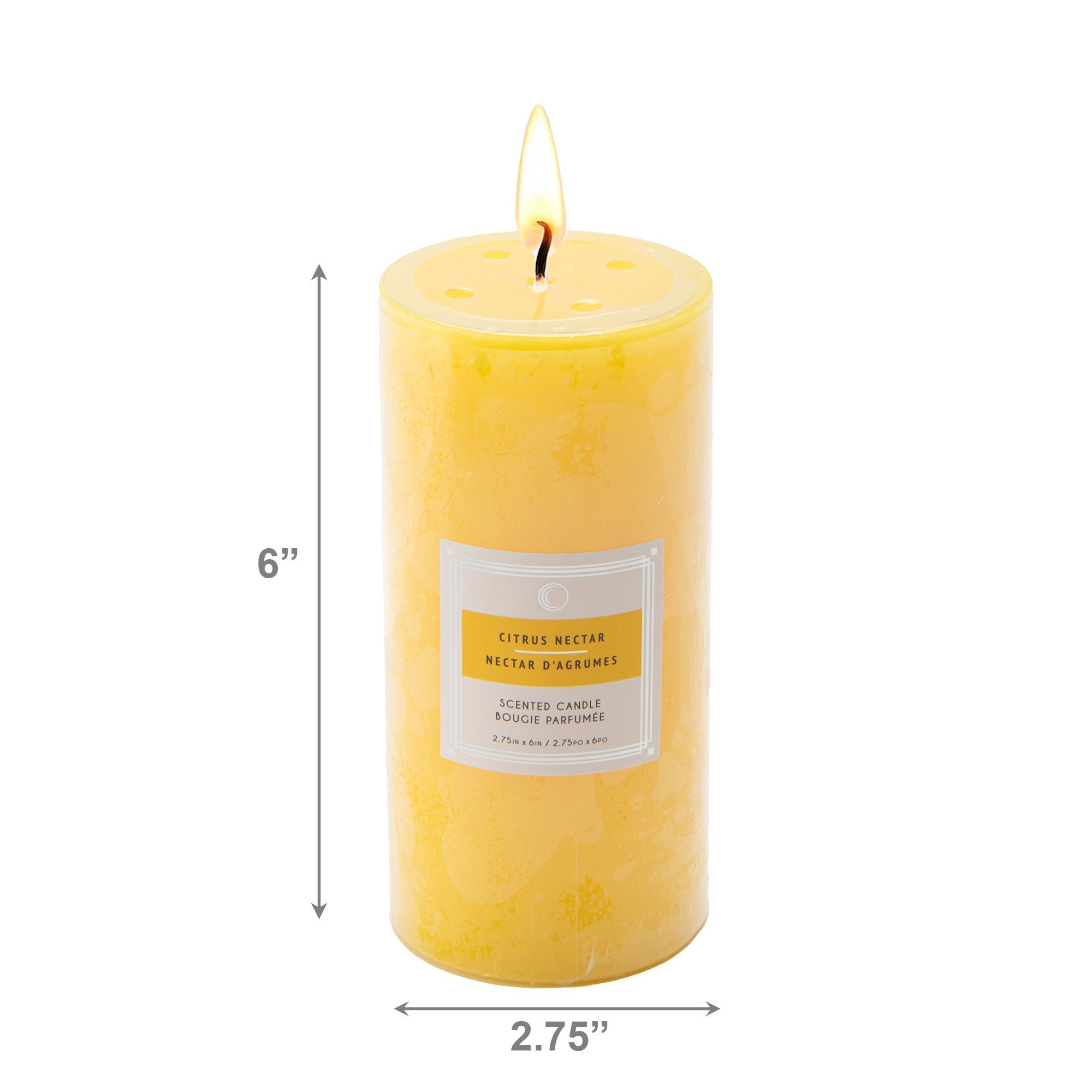 Citrus Nectar 2.75"x6" Scented Pillars, Set of 6, Home Fragrance, Aromatherapy