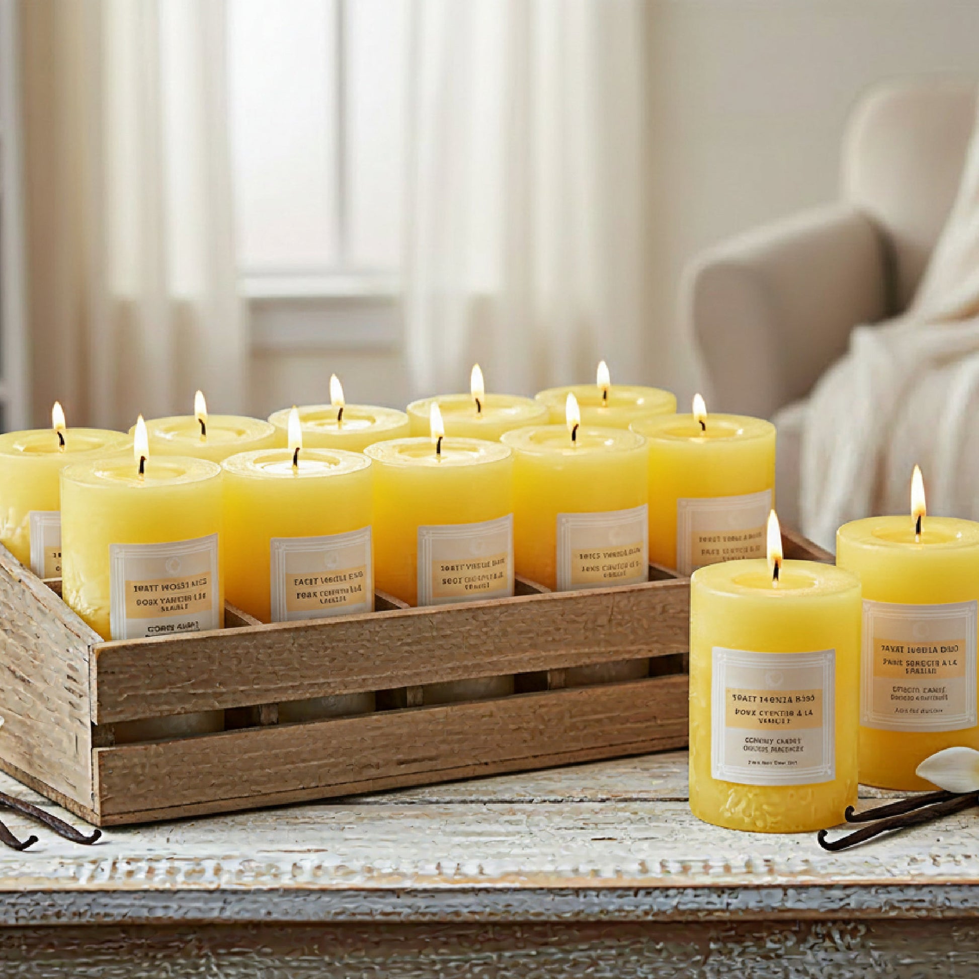 Citrus Nectar 2.75"x6" Scented Pillars, Set of 6, Home Fragrance, Aromatherapy