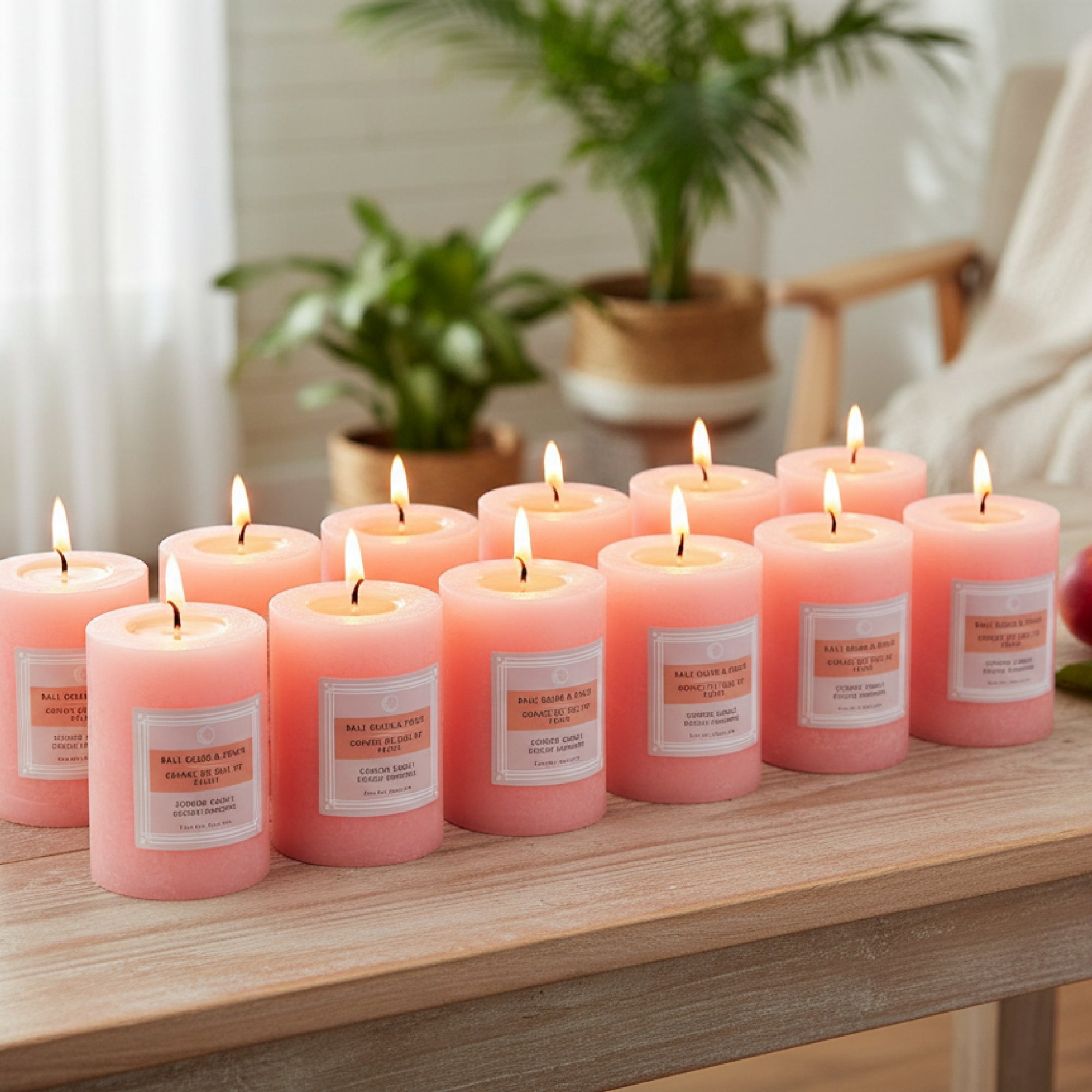 Bali Guava & Peach 2.75"x6" Scented Pillars, Set of 6, Home Fragrance, Aromatherapy