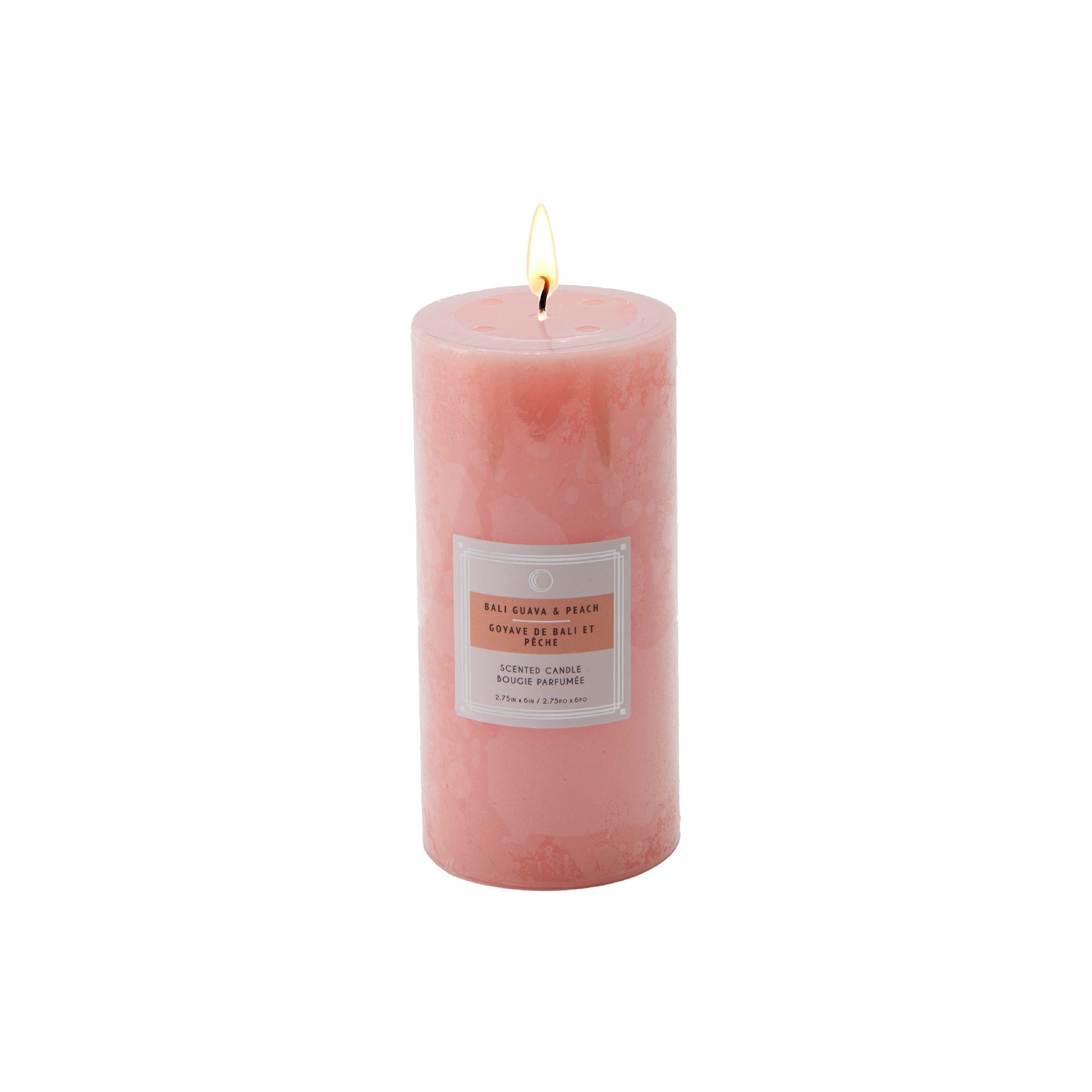 Bali Guava & Peach 2.75"x6" Scented Pillars, Set of 6, Home Fragrance, Aromatherapy