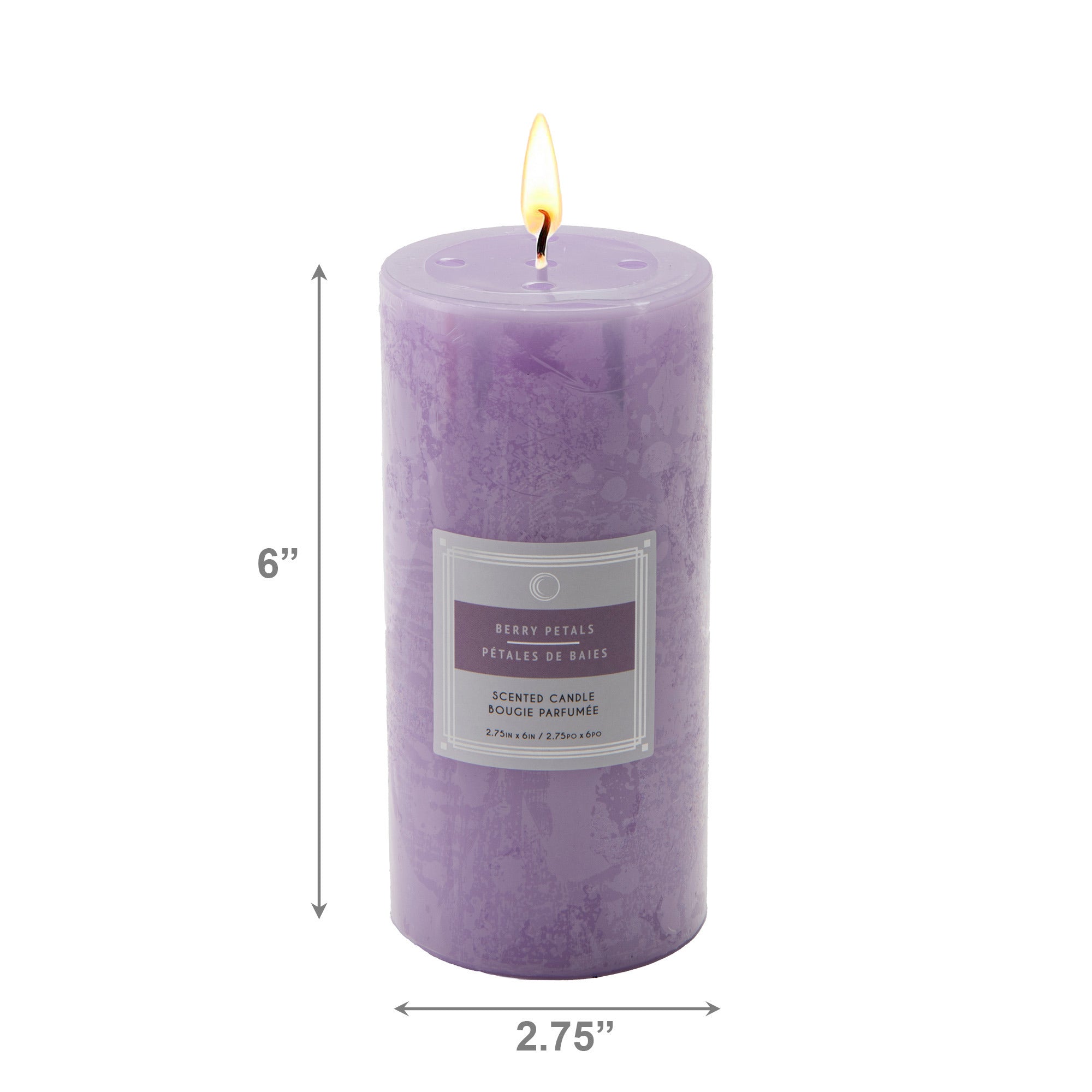 Berry Petals 2.75"x6" Scented Pillars, Set of 6, Home Fragrance, Aromatherapy