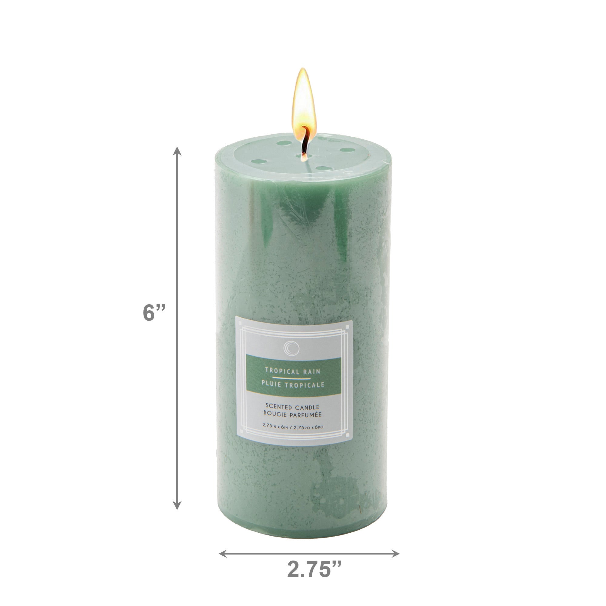 Tropical Rain 2.75"x6" Scented Pillars, Set of 6, Home Fragrance, Aromatherapy
