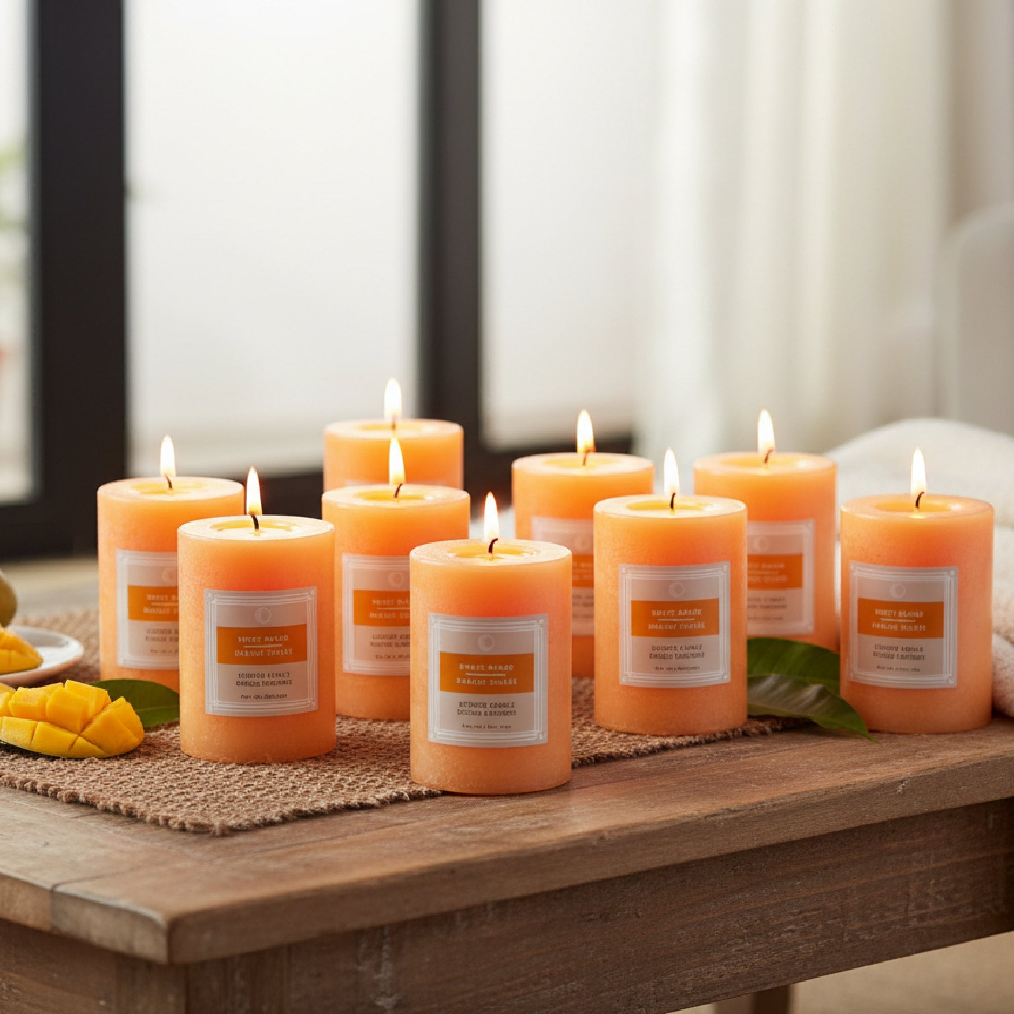 Sweet Mango 2.75"x6" Scented Pillars, Set of 6, Home Fragrance, Aromatherapy