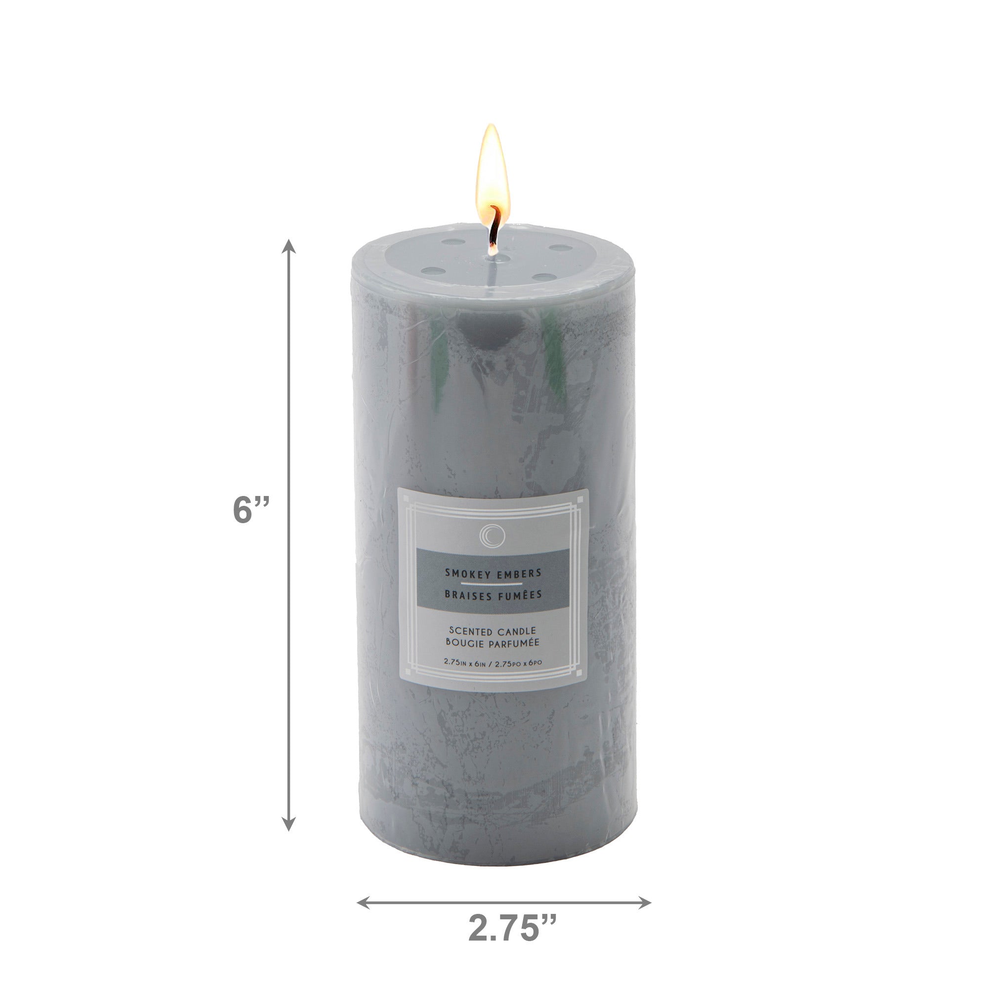 Smokey Embers 2.75"x6" Scented Pillars, Set of 6, Home Fragrance, Aromatherapy
