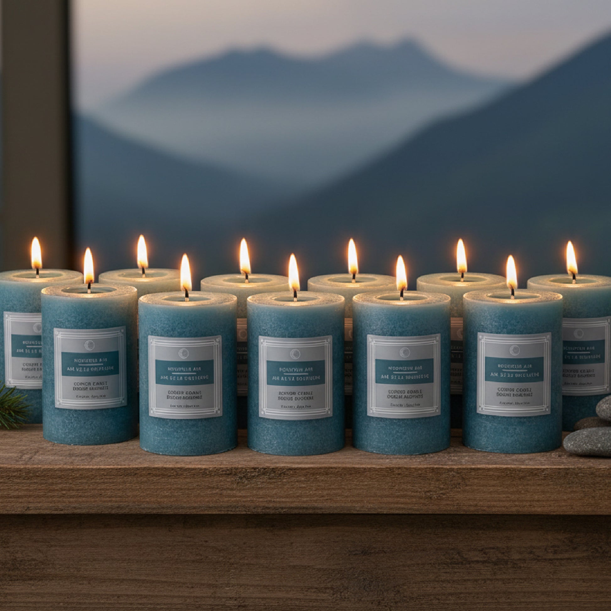 Mountain Air 2.75"x6" Scented Pillars, Set of 6, Home Fragrance, Aromatherapy