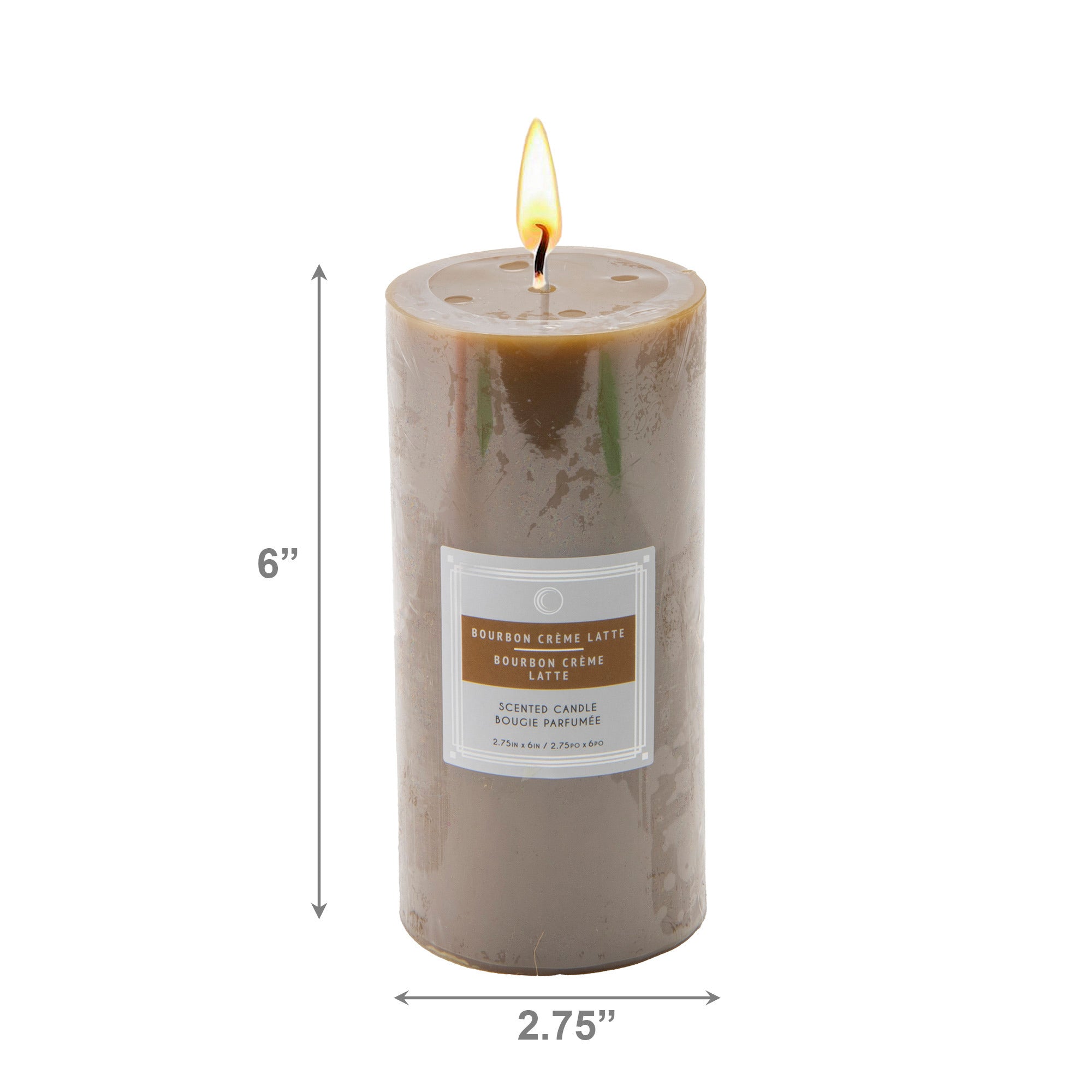 Bourbon Crème Latte 2.75"x6" Scented Pillars, Set of 6, Home Fragrance, Aromatherapy