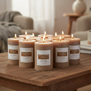 Bourbon Crème Latte 2.75"x6" Scented Pillars, Set of 6, Home Fragrance, Aromatherapy