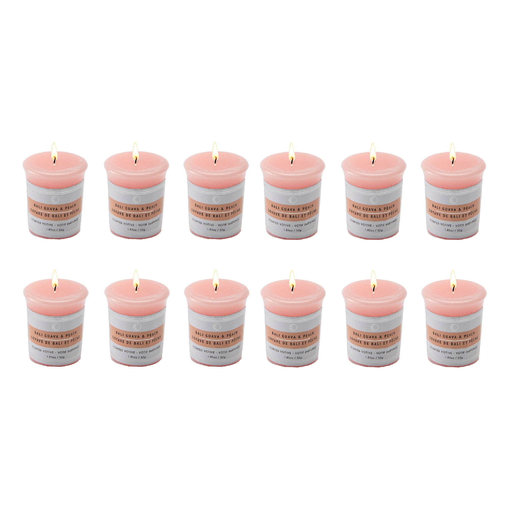 Bali Guava & Peach Mushroom Votive Candles, Set of 12, Home Fragrance, Aromatherapy