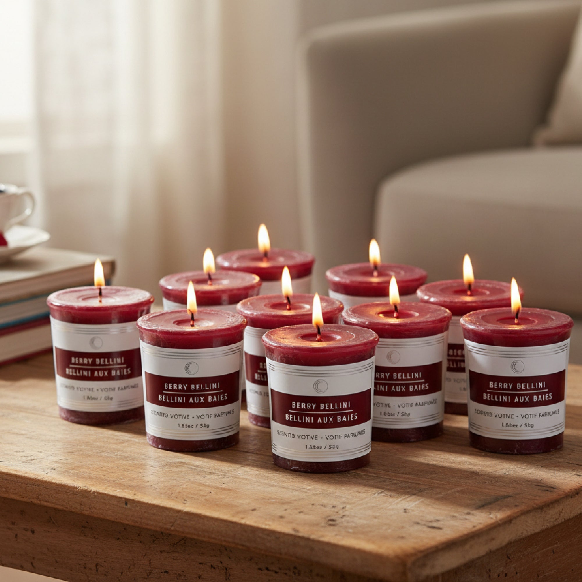 Berry Bellini Mushroom Votive Candles, Set of 12, Home Fragrance, Aromatherapy