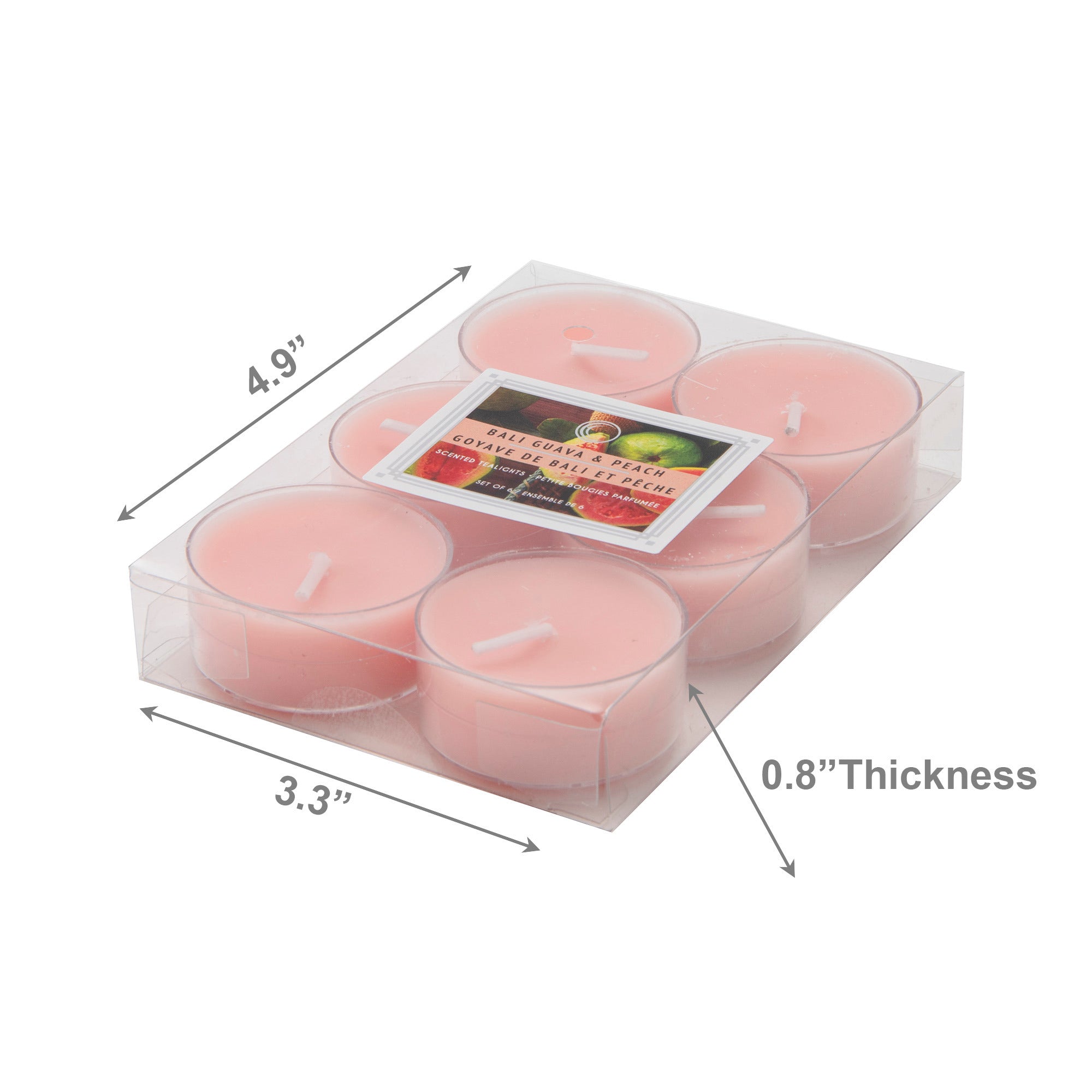 Bali Guava & Peach Scented Tealights, Set of 12, Home Fragrance, Aromatherapy