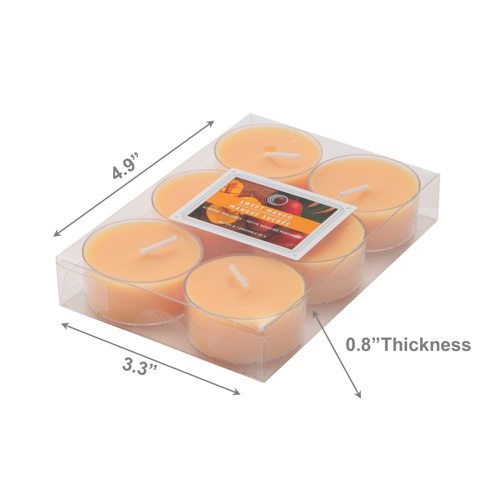 Sweet Mango Scented Tealights, Set of 12, Home Fragrance, Aromatherapy