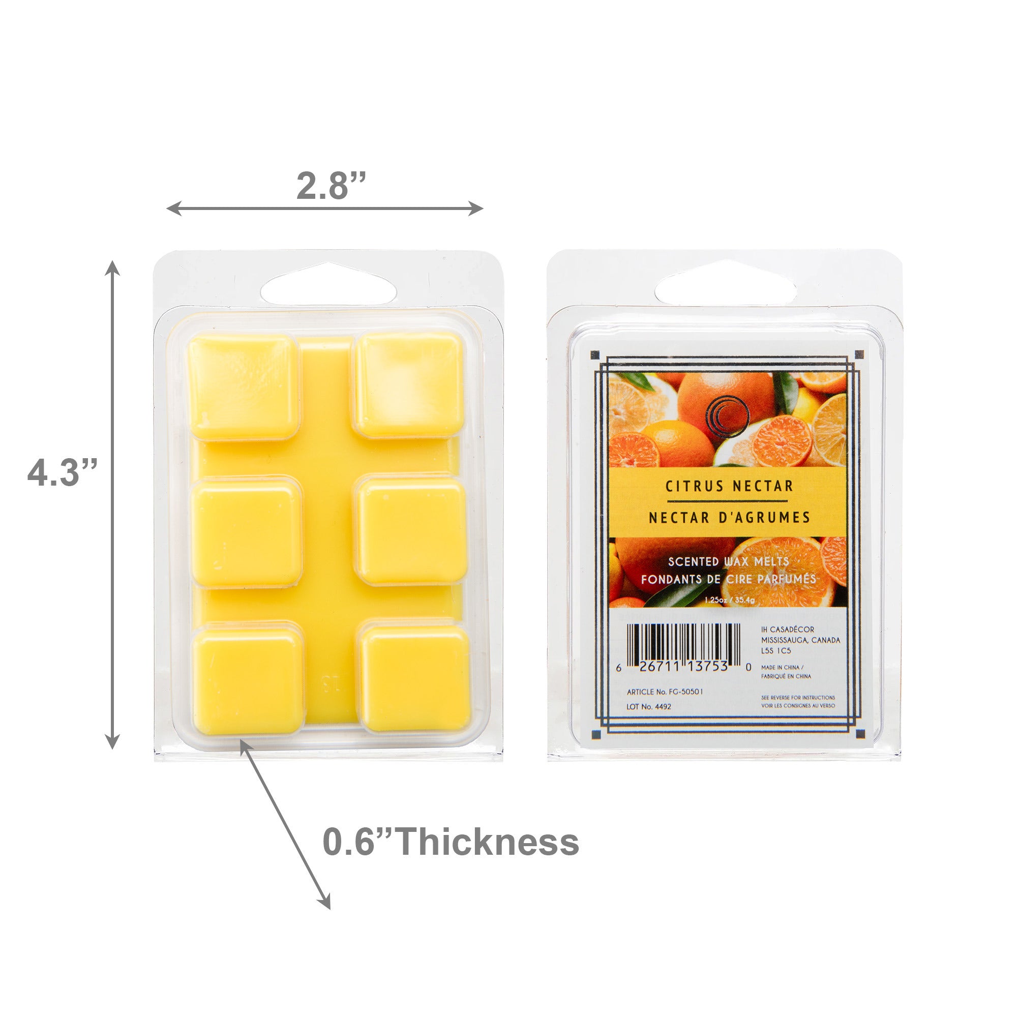 Citrus Nectar Scented Wax Melts, Set of 12, Home Fragrance, Aromatherapy