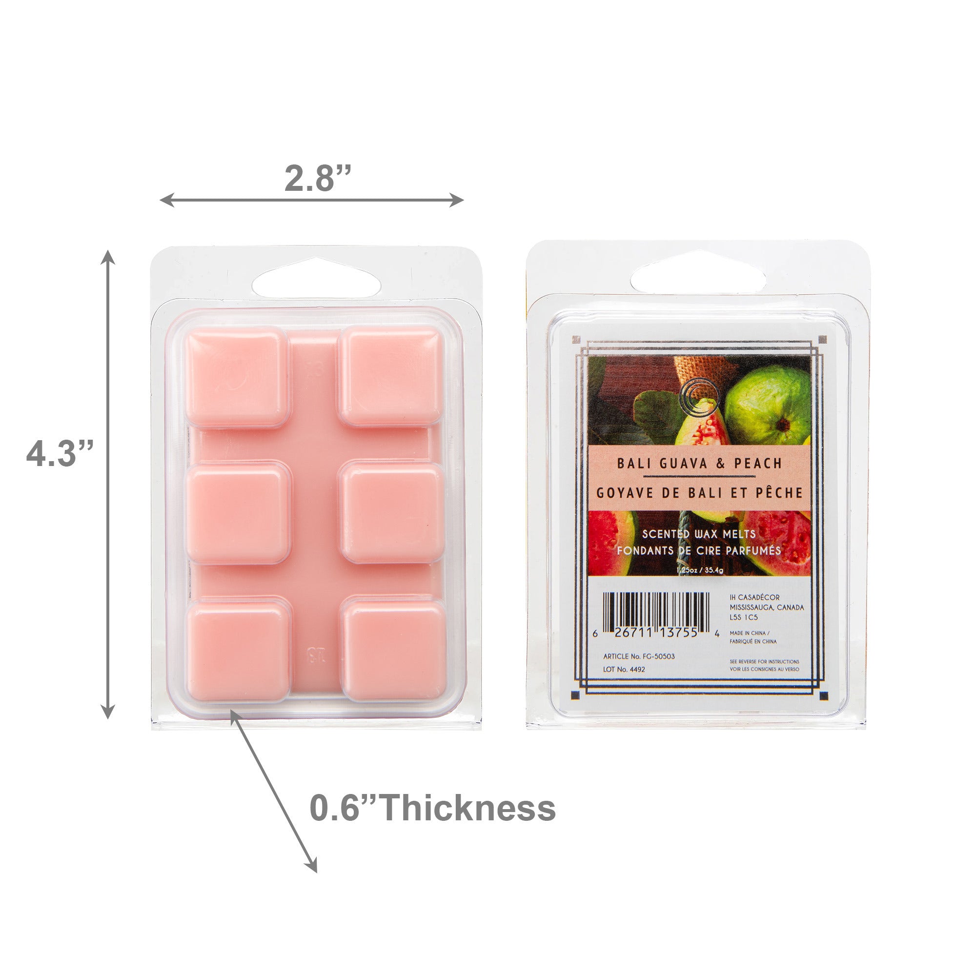 Bali Guava & Peach Scented Wax Melts, Set of 12, Home Fragrance, Aromatherapy