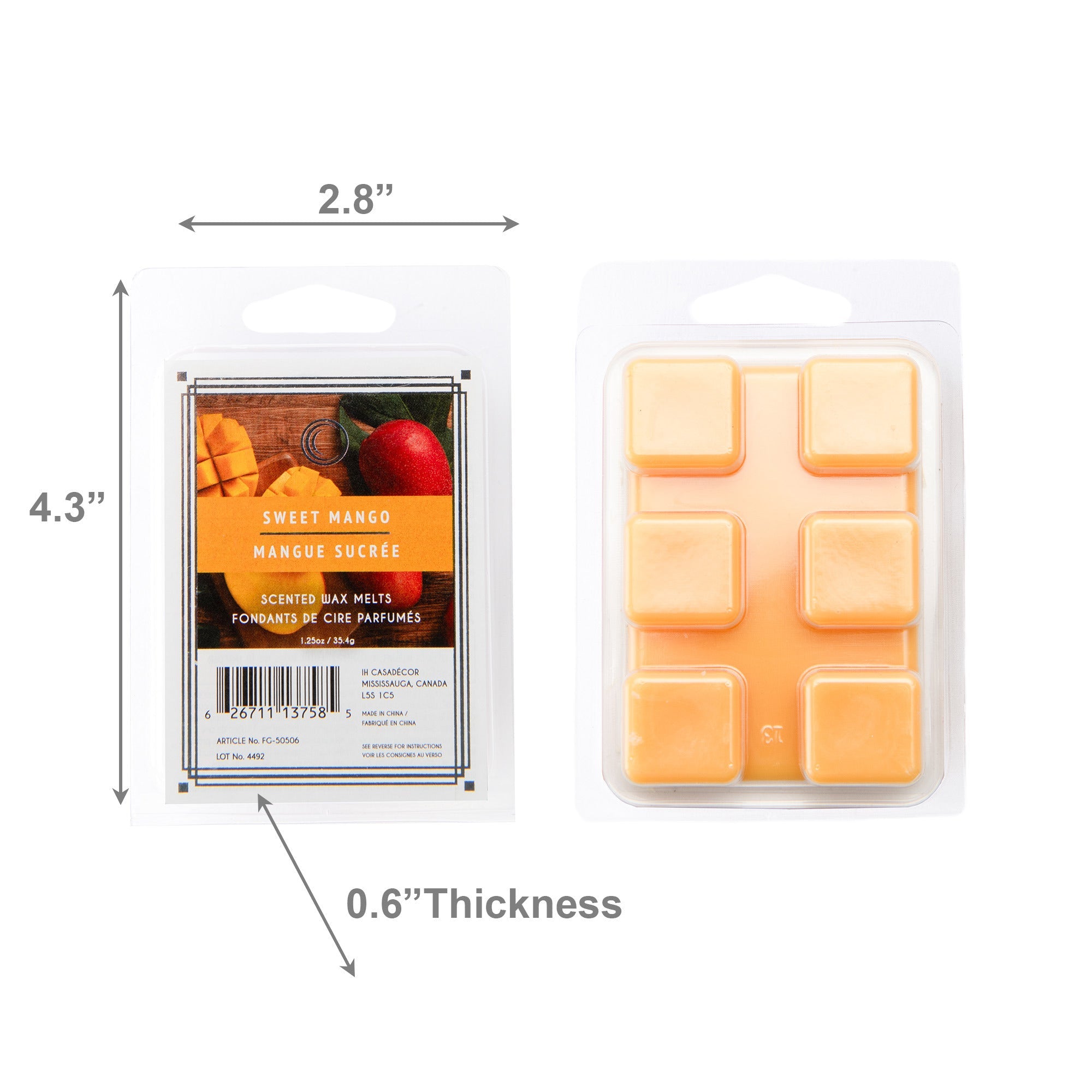 Sweet Mango Scented Wax Melts, Set of 12, Home Fragrance, Aromatherapy