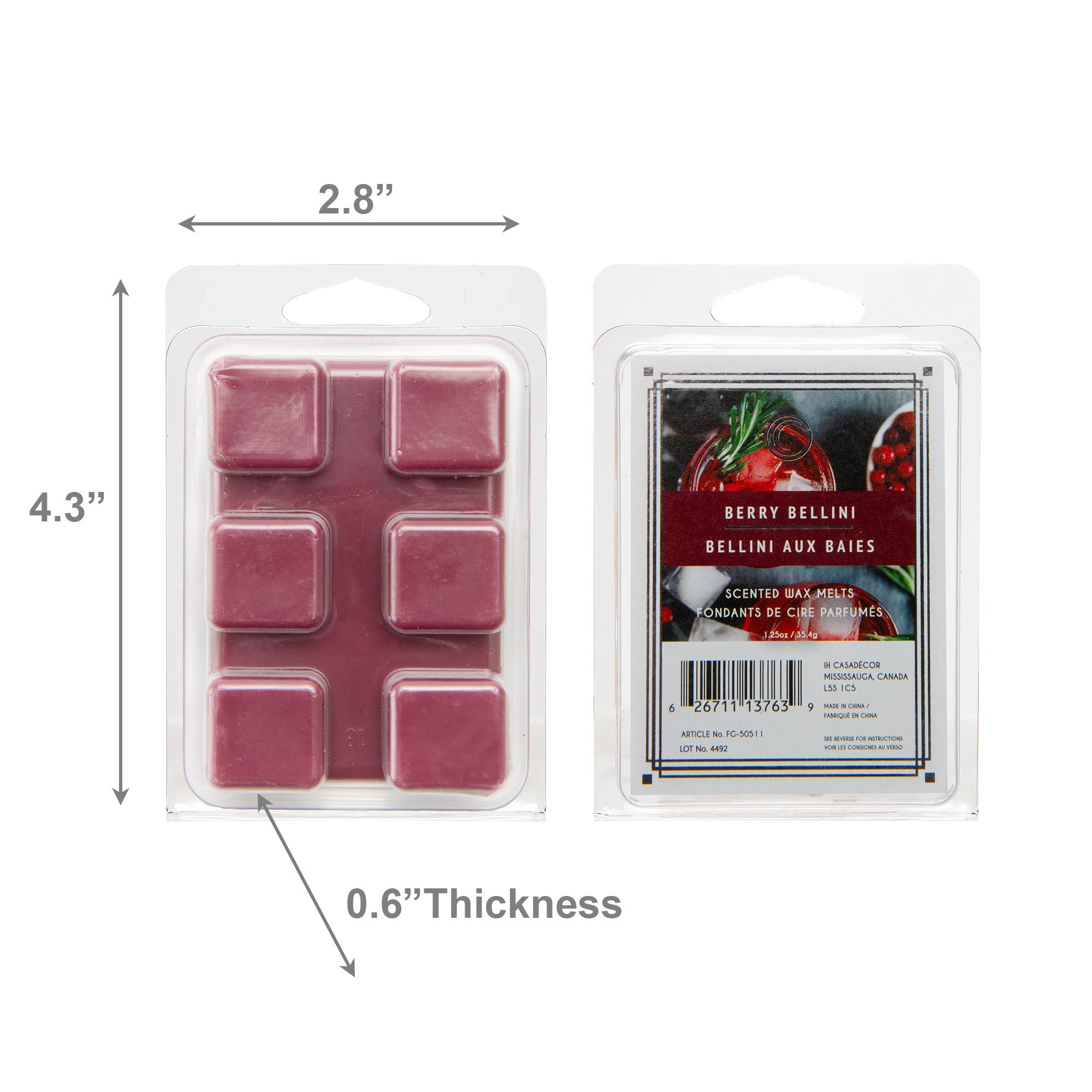 Berry Bellini Scented Wax Melts, Set of 12, Home Fragrance, Aromatherapy