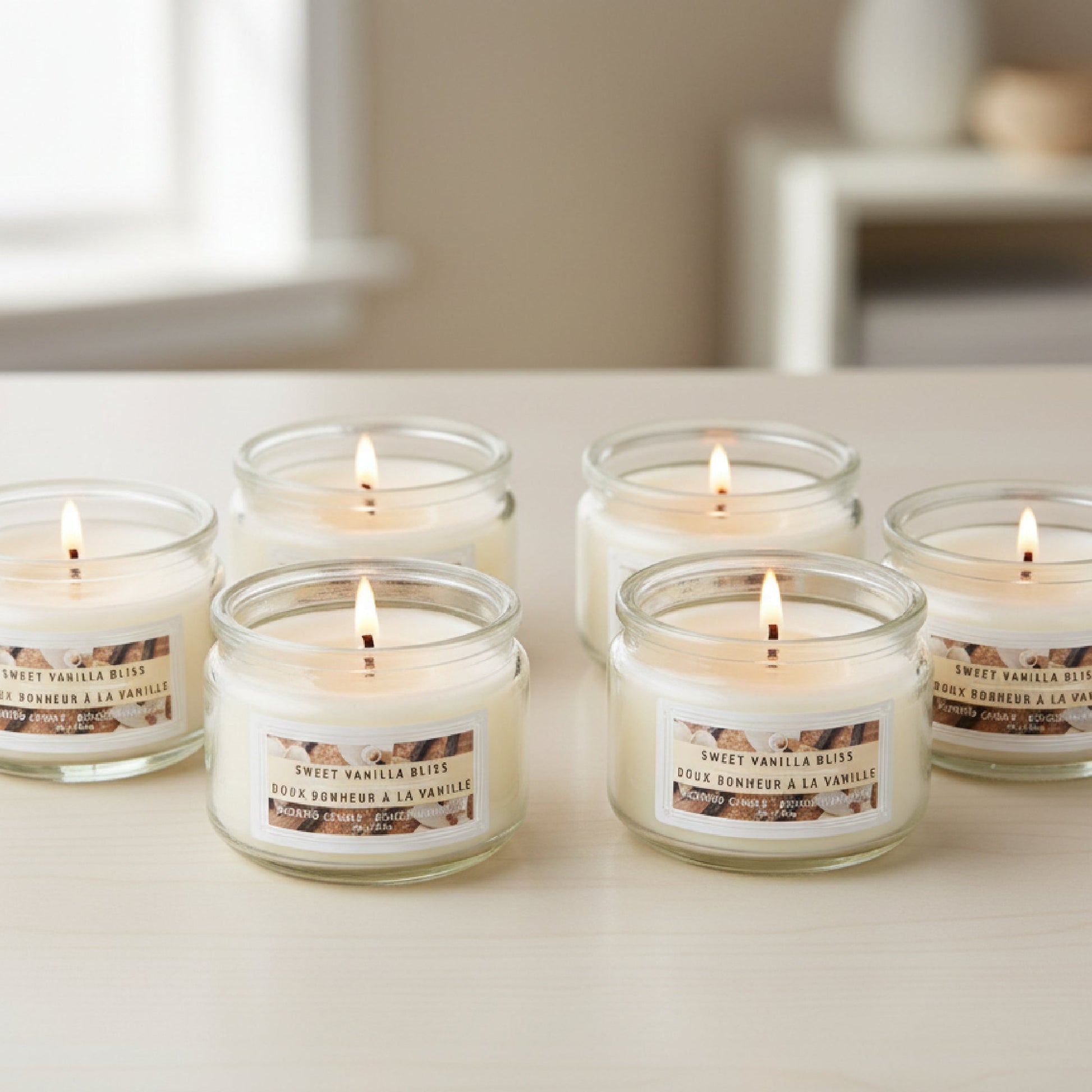 3 Ounces Scented Glass Jar Sweet Vanilla Bliss - Set of 4