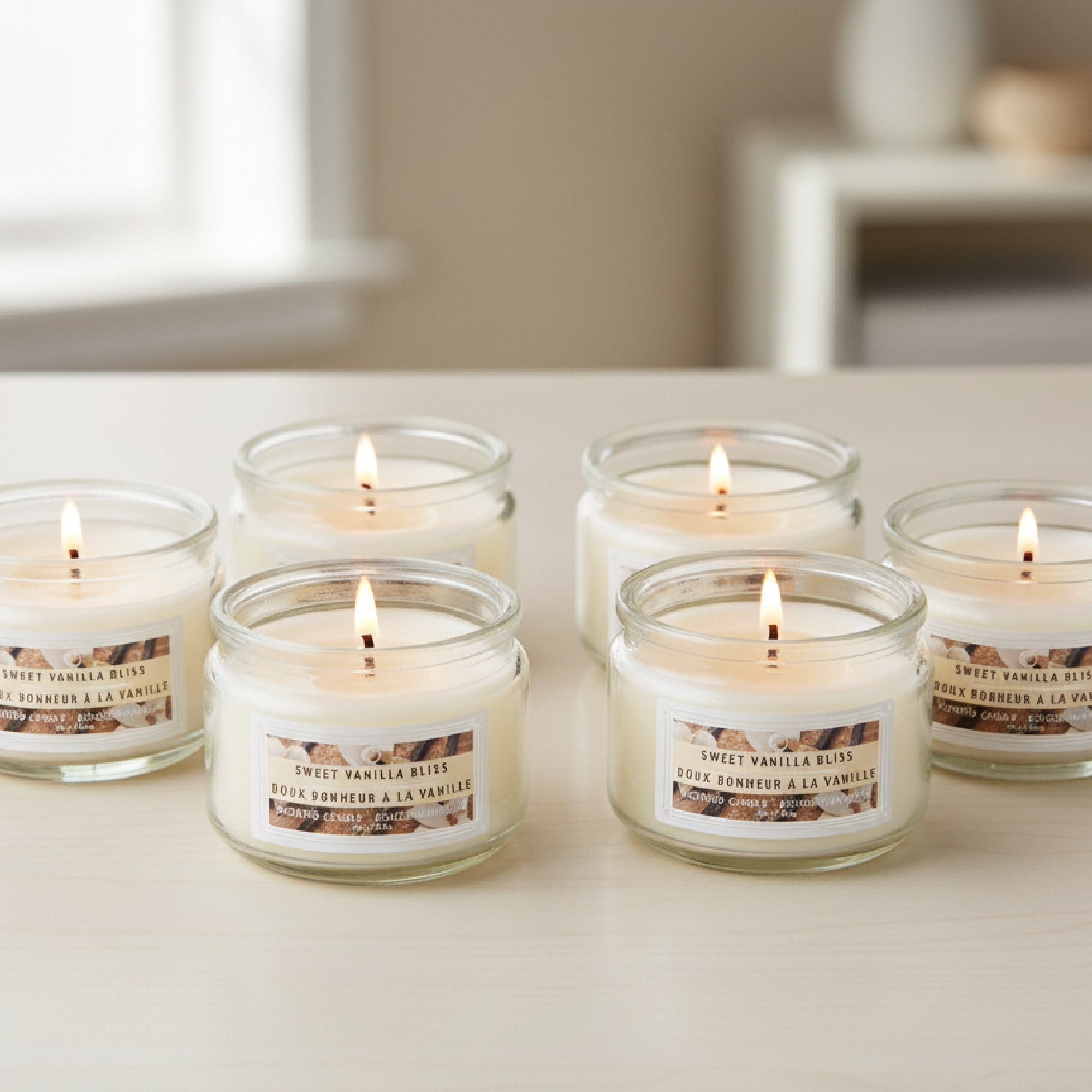 3 Ounces Scented Glass Jar Sweet Vanilla Bliss - Set of 4