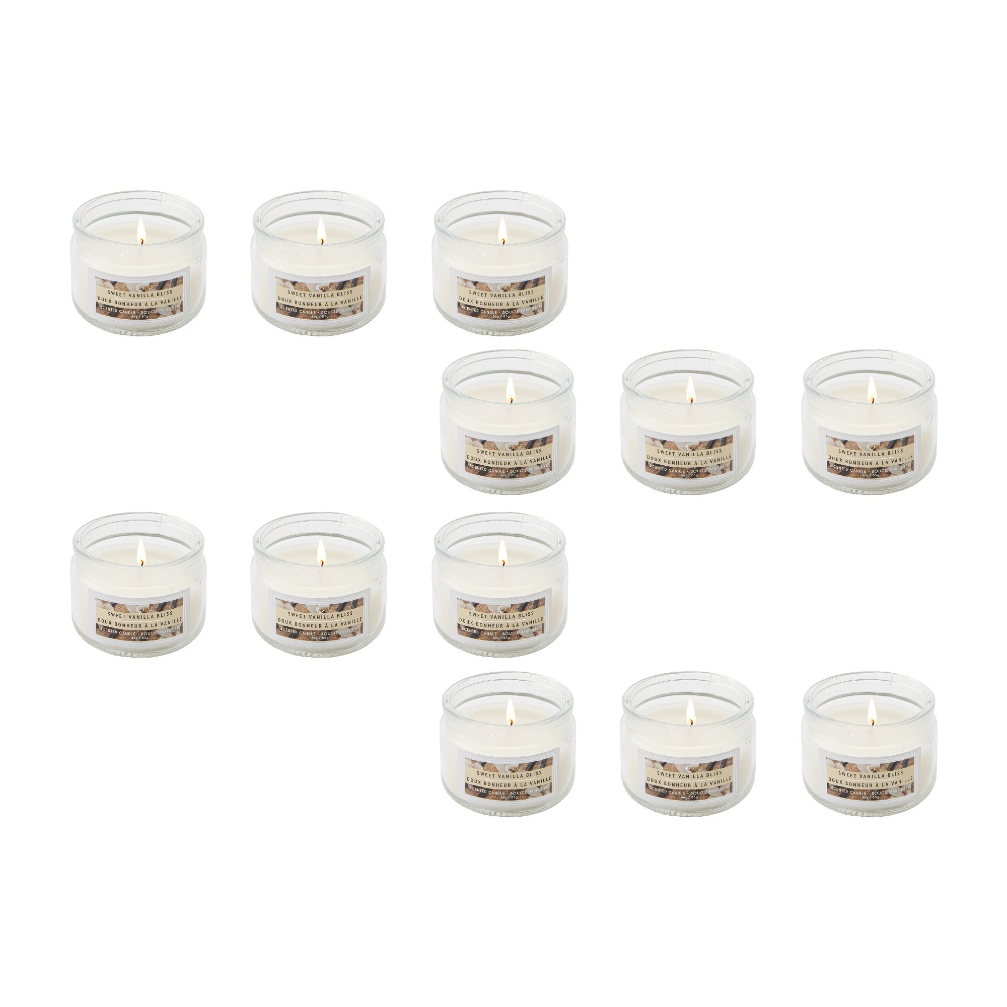 3 Ozs Scented Glass Jar Sweet Vanilla Bliss - Set of 4
