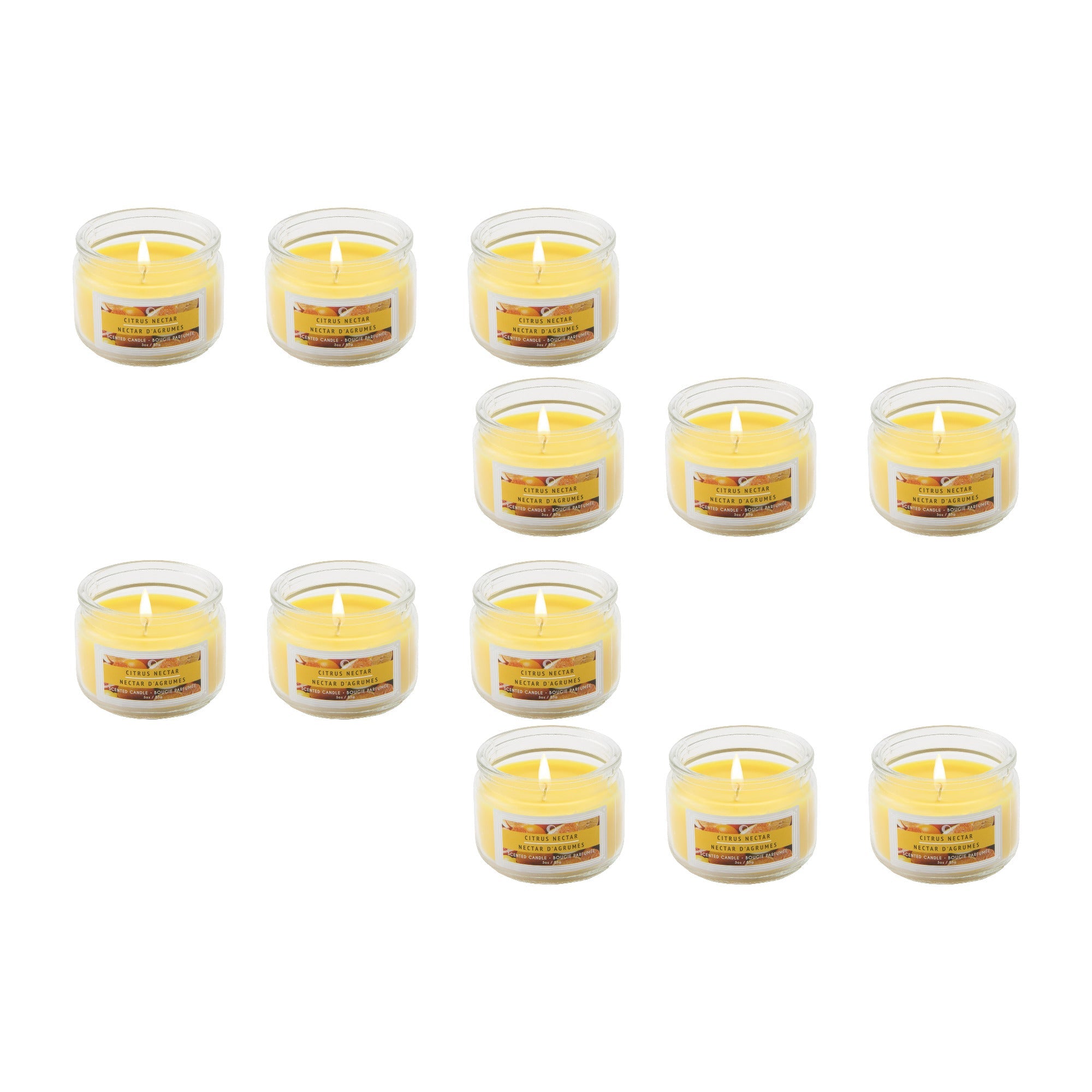 3 Ozs Scented Glass Jar Citrus Nectar - Set of 4