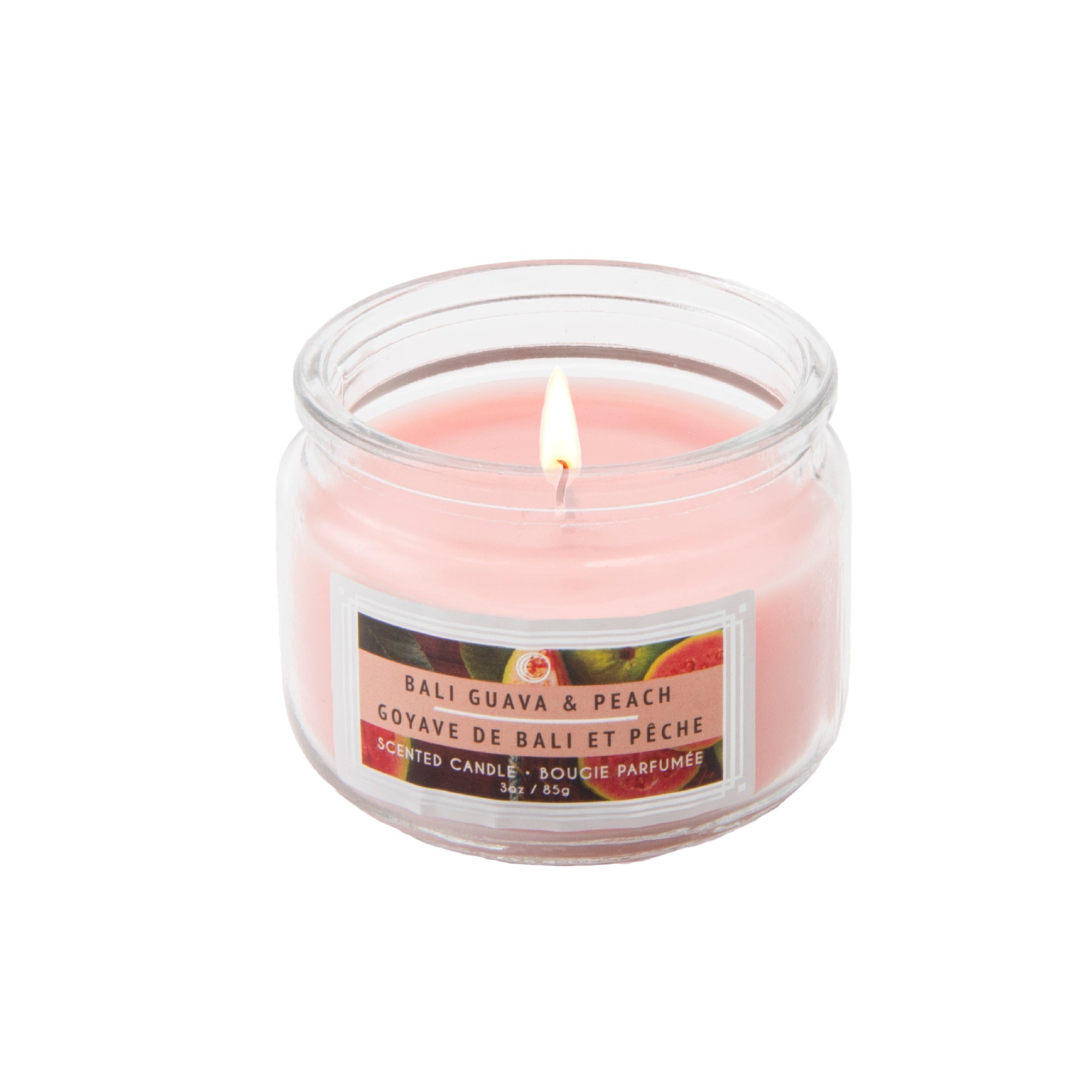 3 Oz Scented Glass Jar Candle with Tropical Bali Guava & Peach Aroma - Set of 4