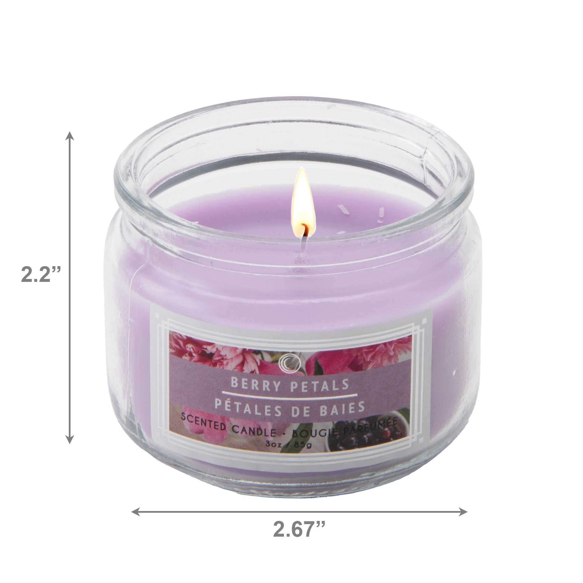 3 Oz Scented Glass Jar Candle Infused with Floral Berry Petals Scent - Set of 4