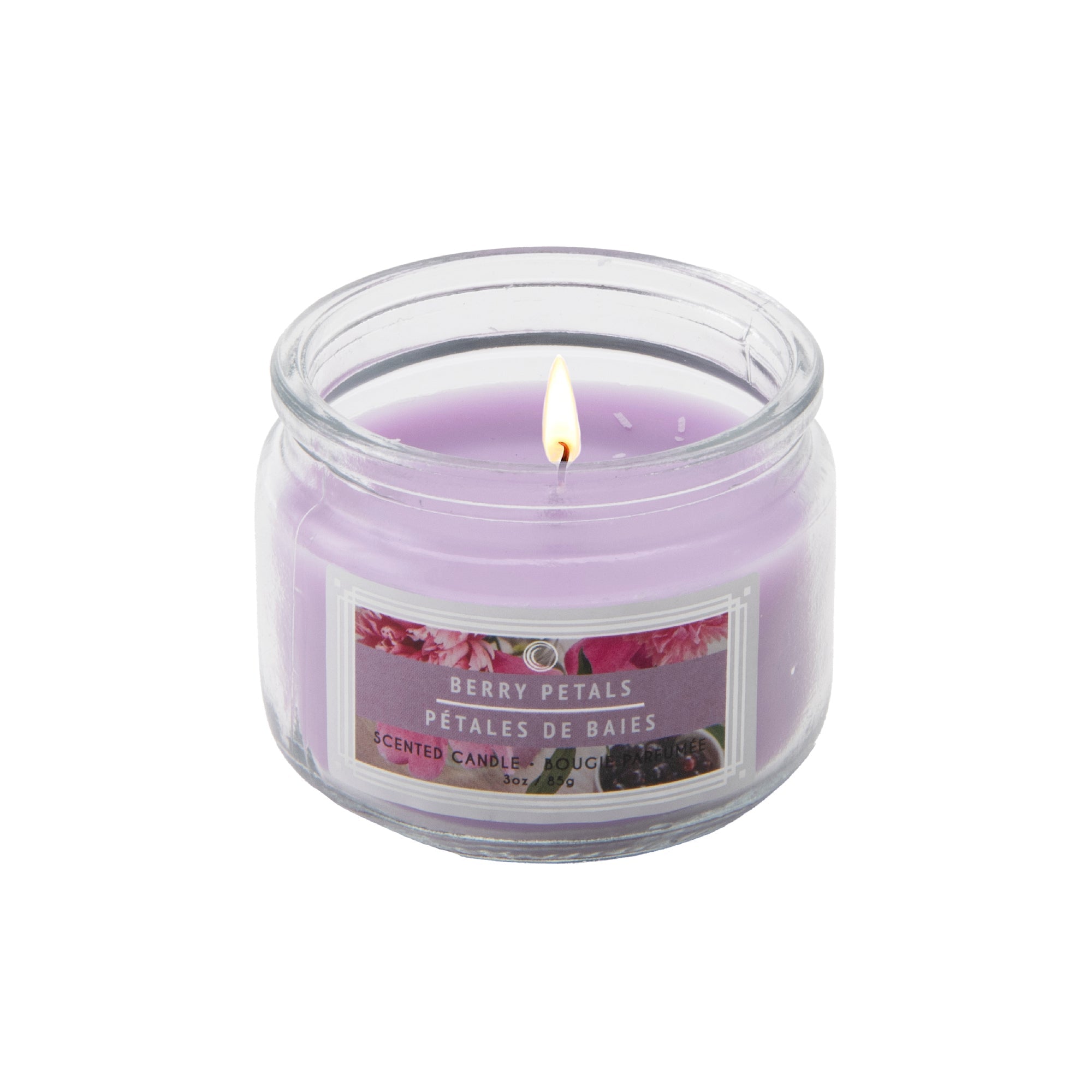 3 Oz Scented Glass Jar Candle Infused with Floral Berry Petals Scent - Set of 4