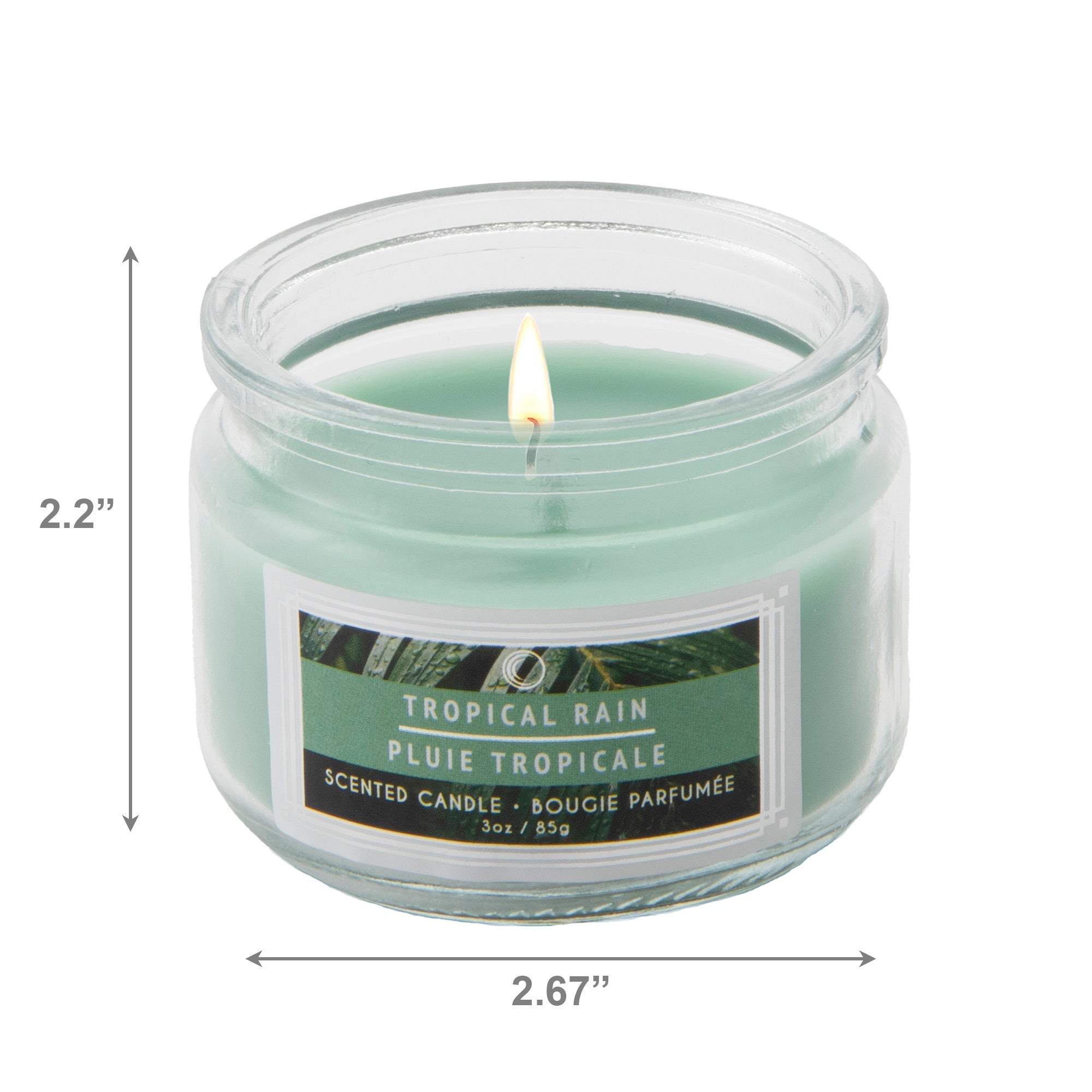 3 Oz Scented Glass Jar Candle with Refreshing Tropical Rain Fragrance - Set of 4