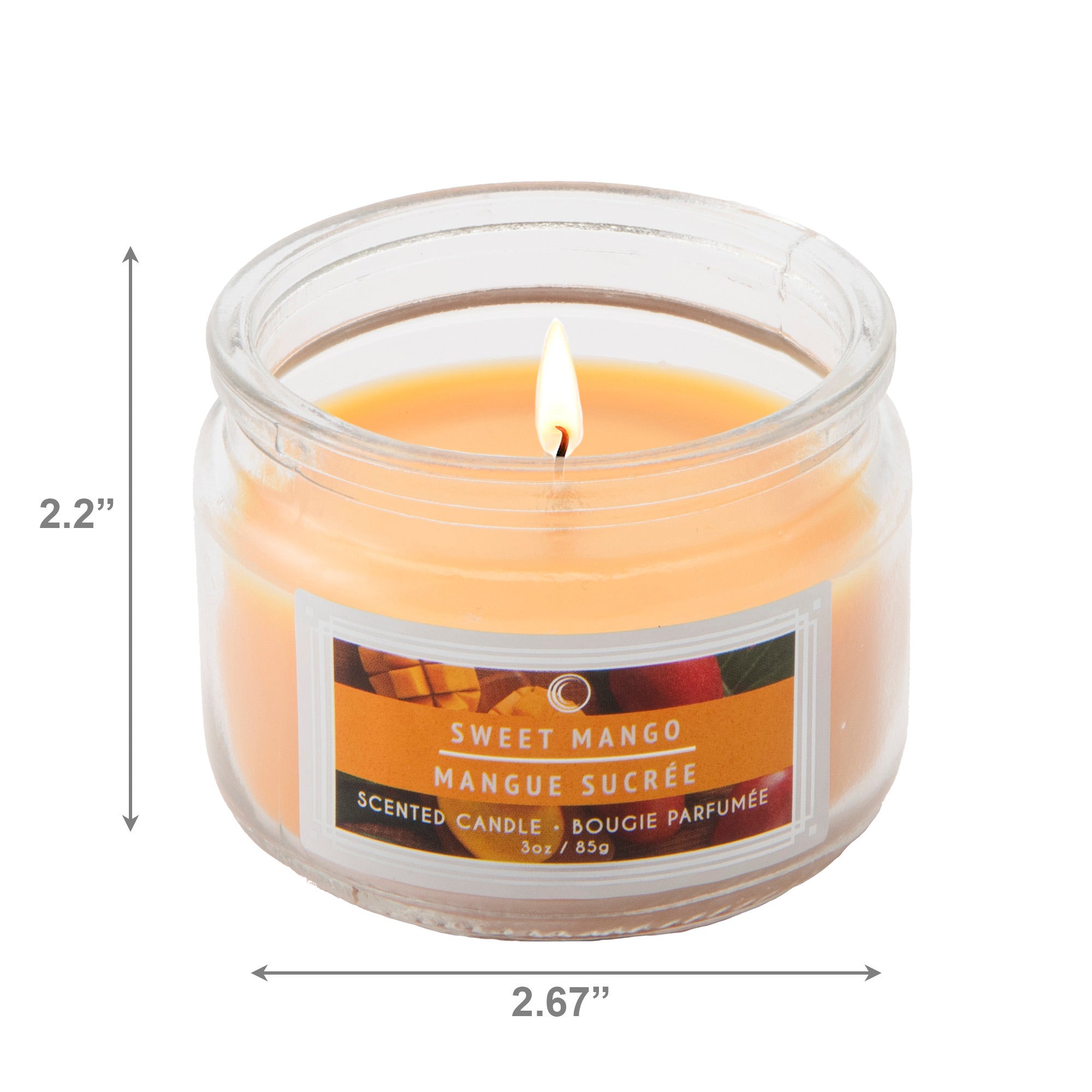 3 Oz Scented Glass Jar Candle Featuring Sweet Mango Essence - Set of 4