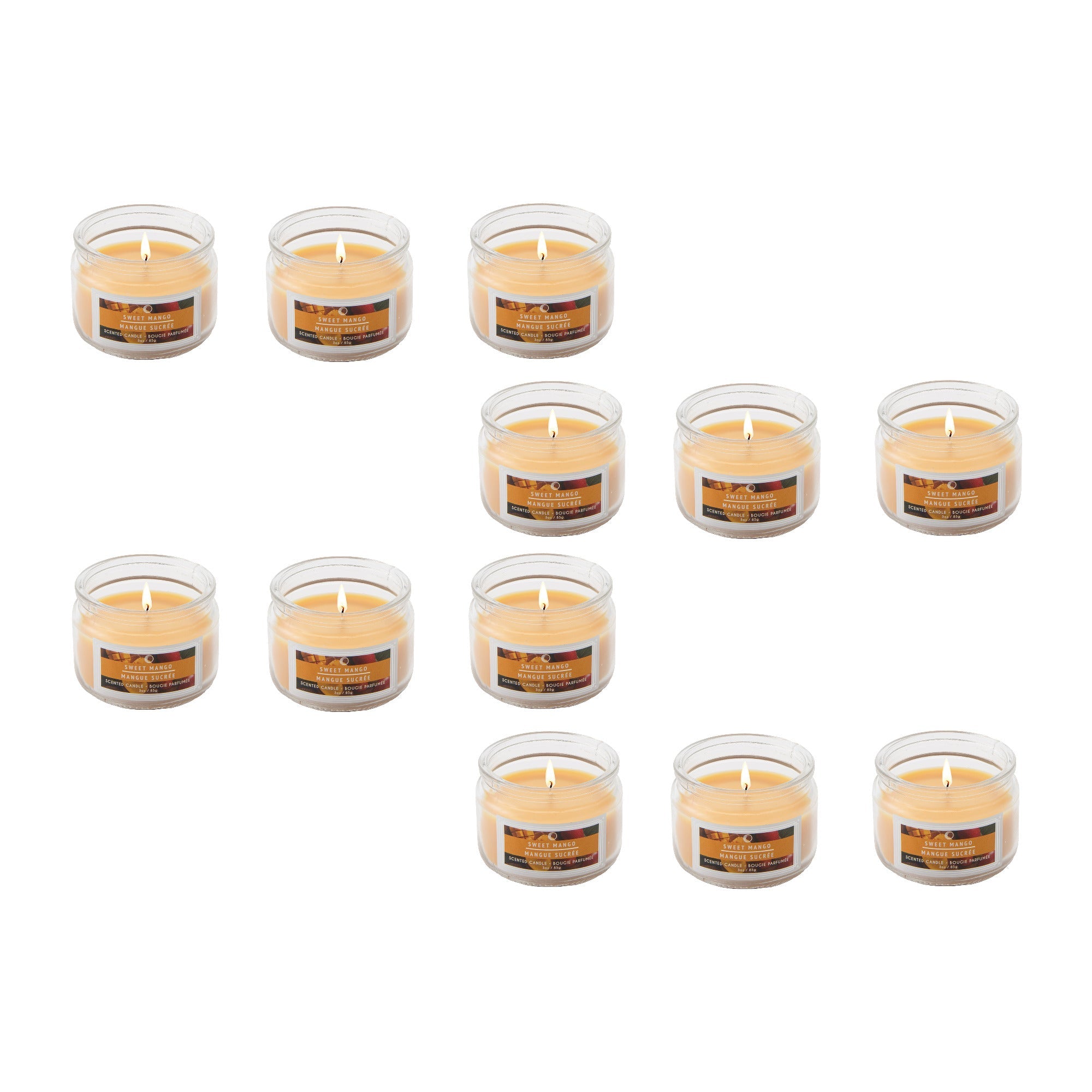 3 Oz Scented Glass Jar Candle Featuring Sweet Mango Essence - Set of 4